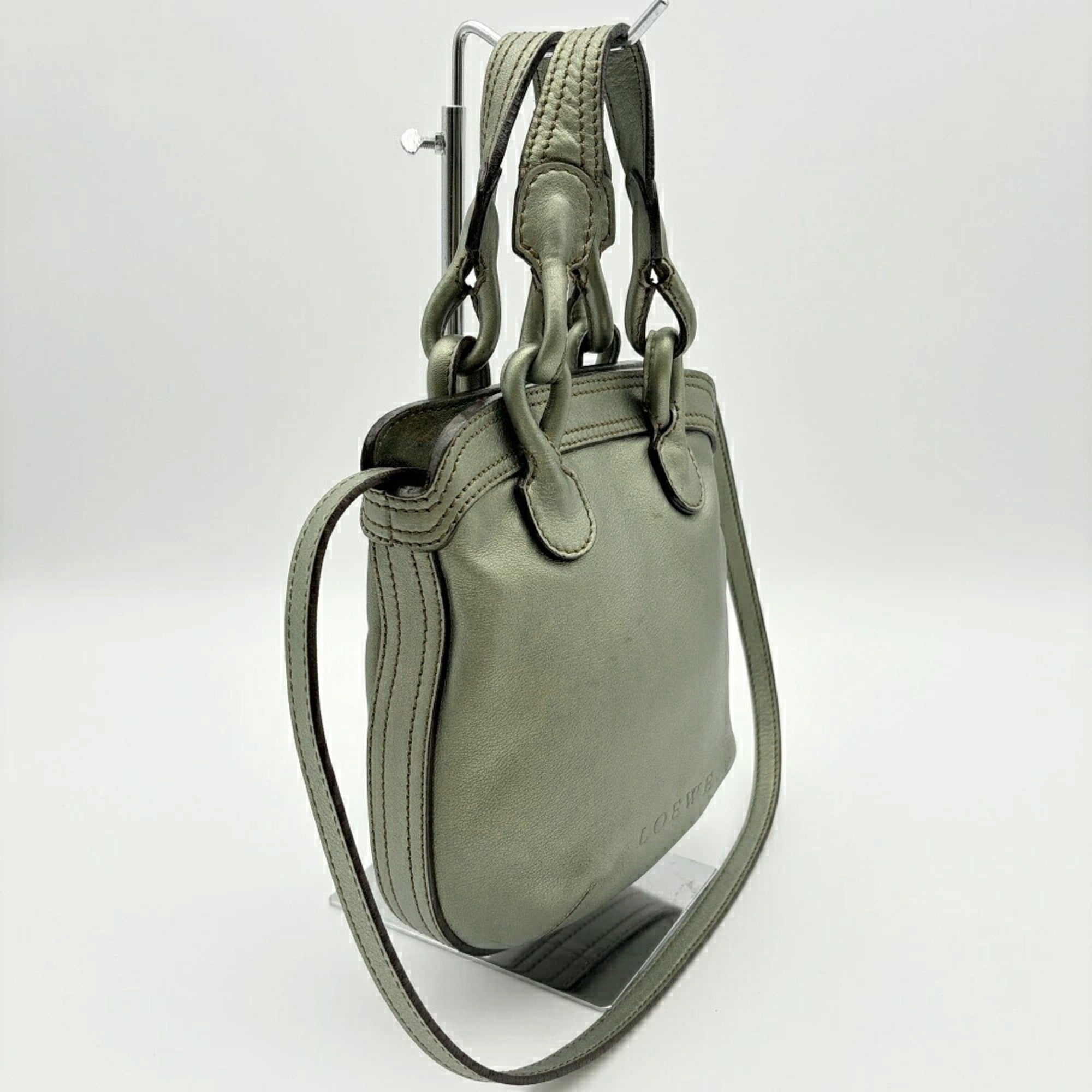 Loewe Moss Green Leather Shoulder Bag (Pre-Owned)