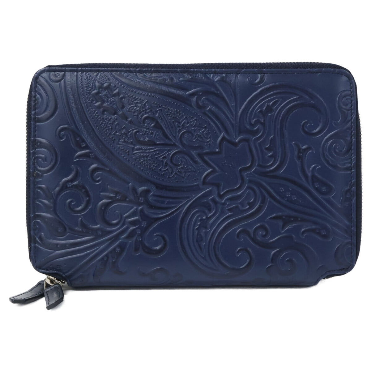 Etro Navy Leather Clutch Bag (Pre-Owned)