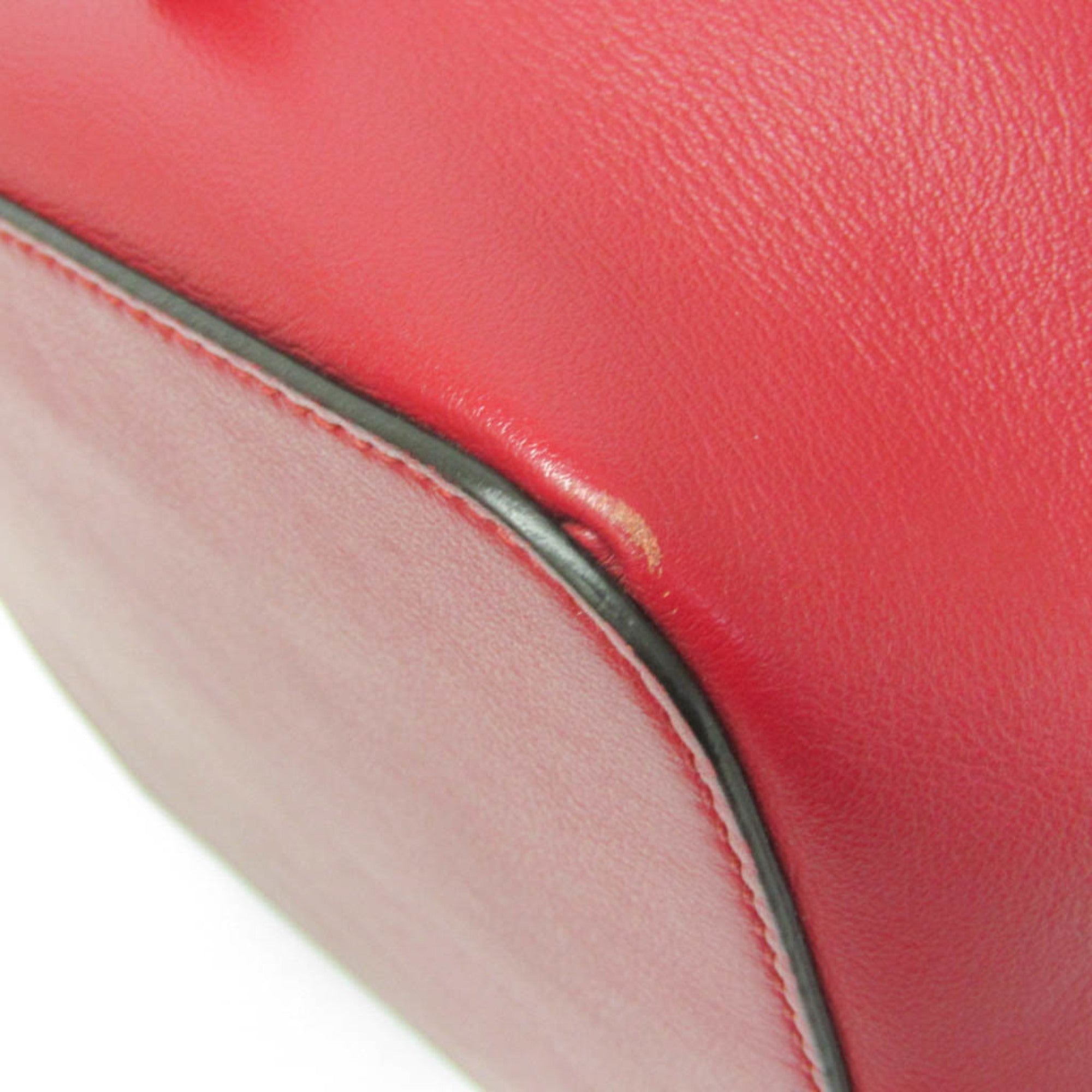 Fendi Red Color Leather Shoulder Bag (Pre-Owned)