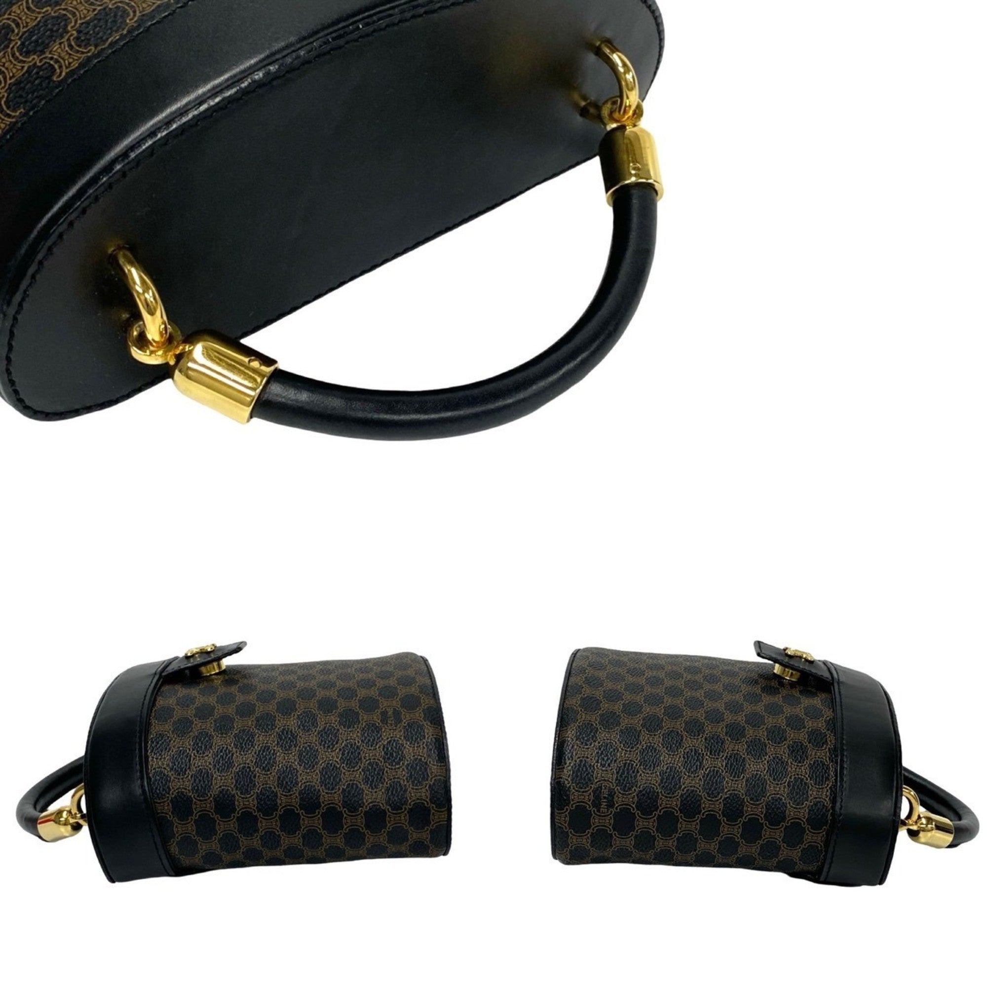 Celine Black Brown Leather Pvc Handbag Shoulder Bag (Pre-Owned)
