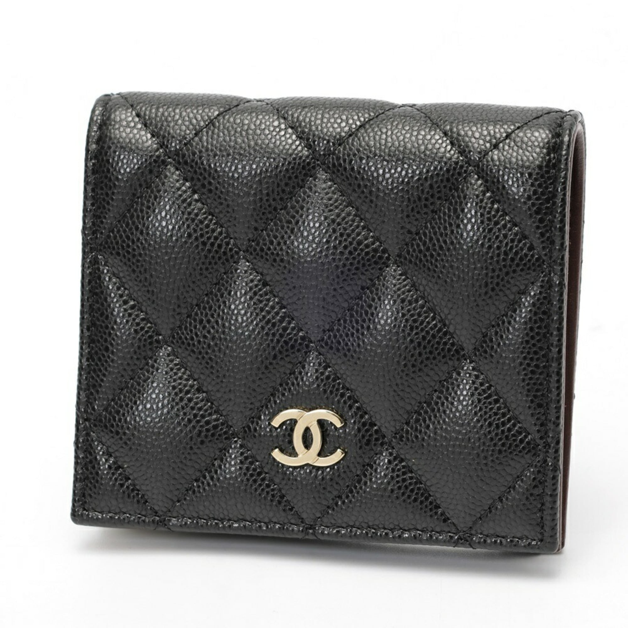 Chanel Matelasse Black Grained Calfskin Wallet (Bi-Fold) (Pre-Owned)