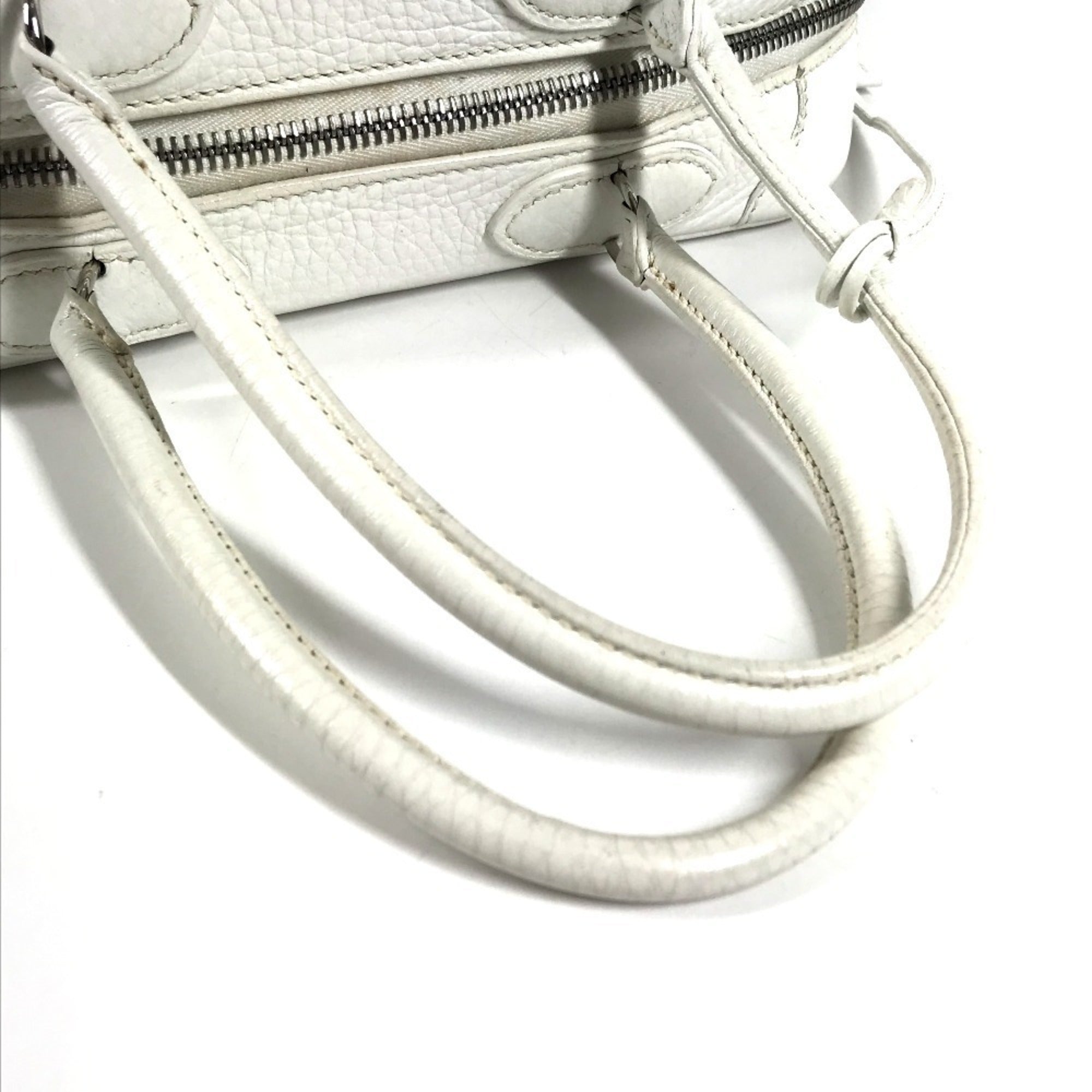 Hermes White Taurillon Clemence Leather Boston Bag Handbag (Pre-Owned)