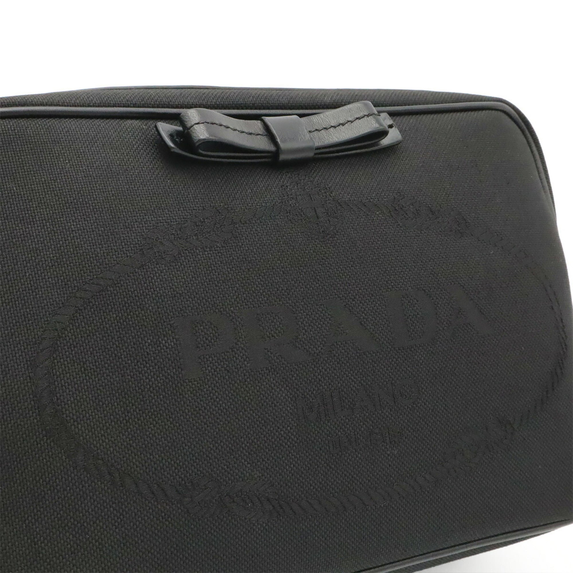 Prada Black Nero Canvas Leather Shoulder Bag (Pre-Owned)
