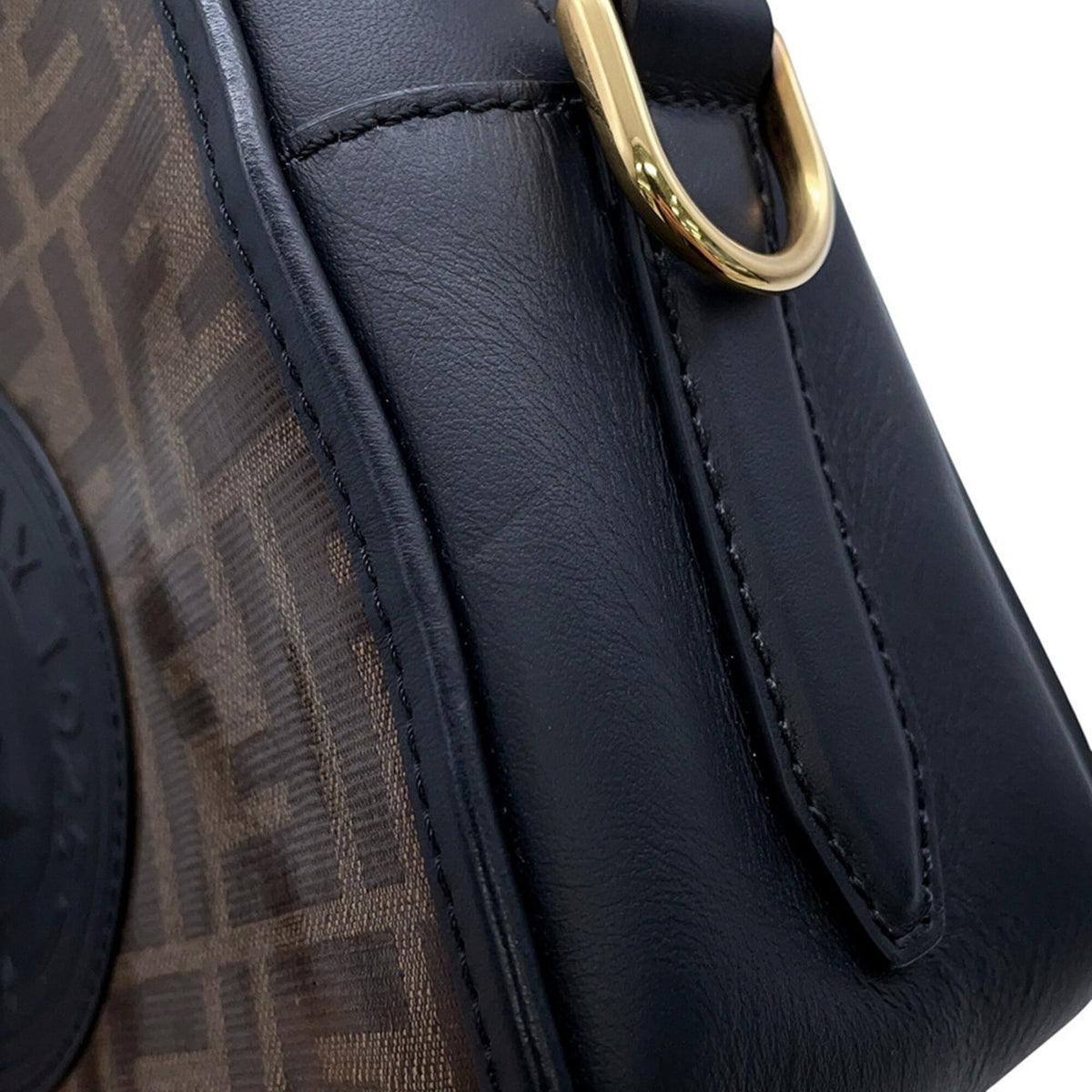 Fendi Zucca Black Brown Pvc Leather Shoulder Bag (Pre-Owned)