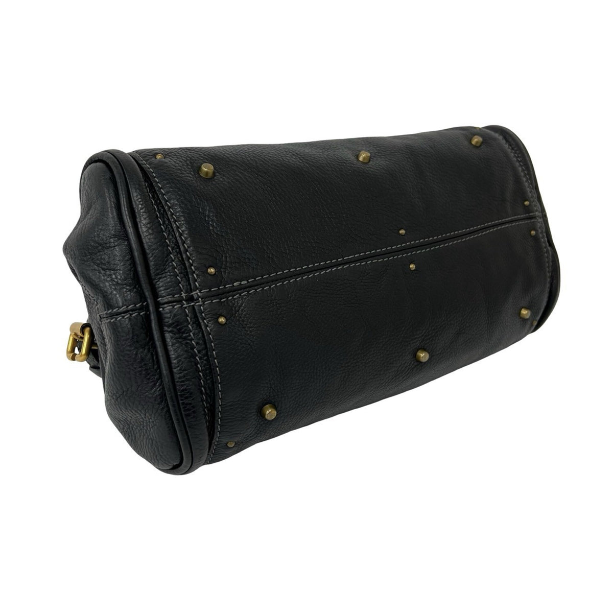 Chloé Black Leather Boston Bag Handbag Tote Bag (Pre-Owned)