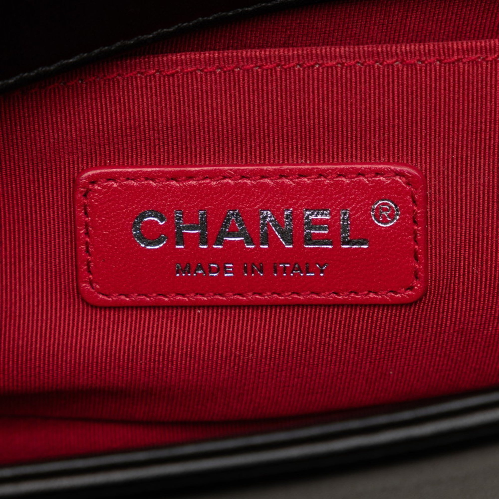 Chanel Black Red Color Tweed Leather Shoulder Bag (Pre-Owned)