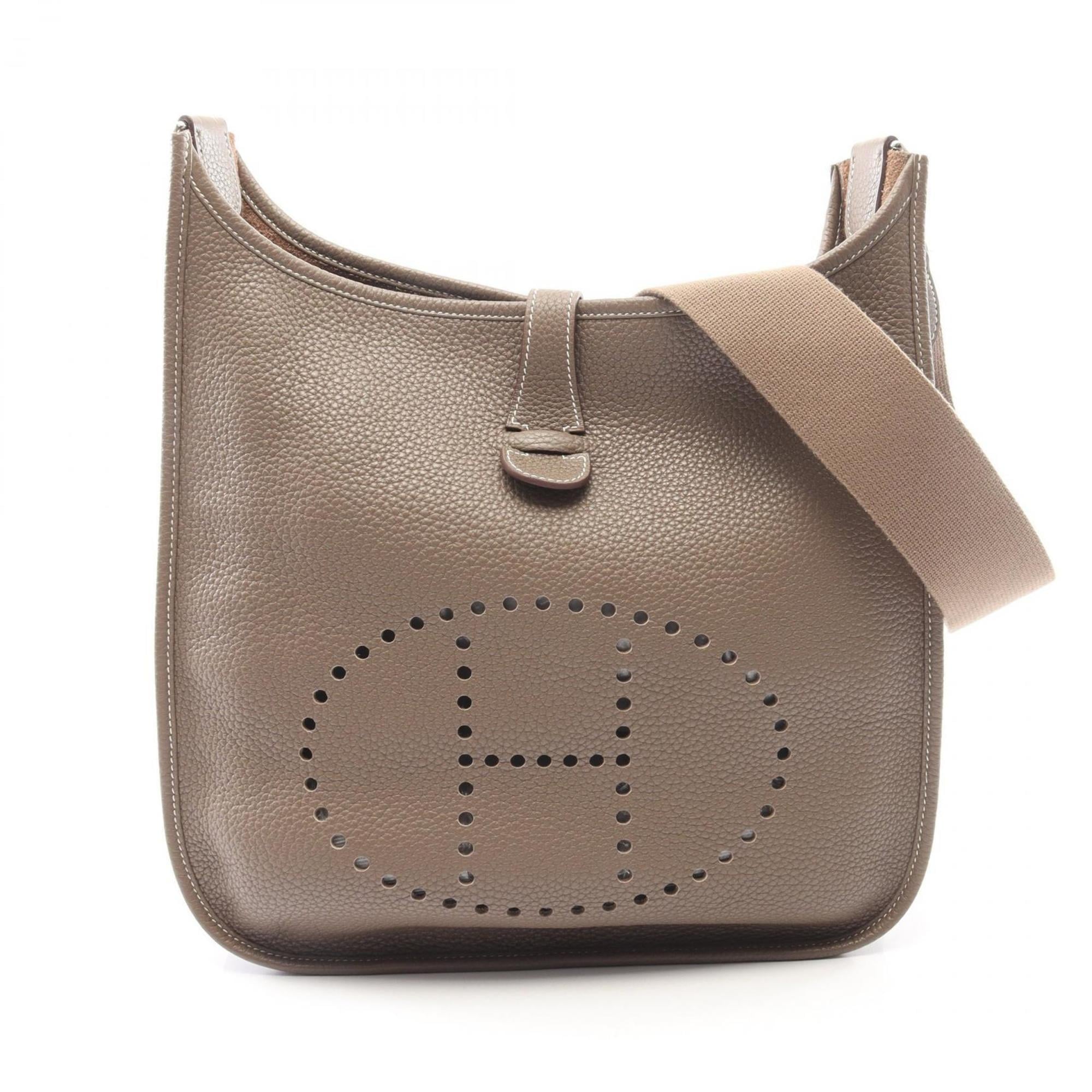 Hermes Gray Taurillon Clemence Leather Shoulder Bag (Pre-Owned)