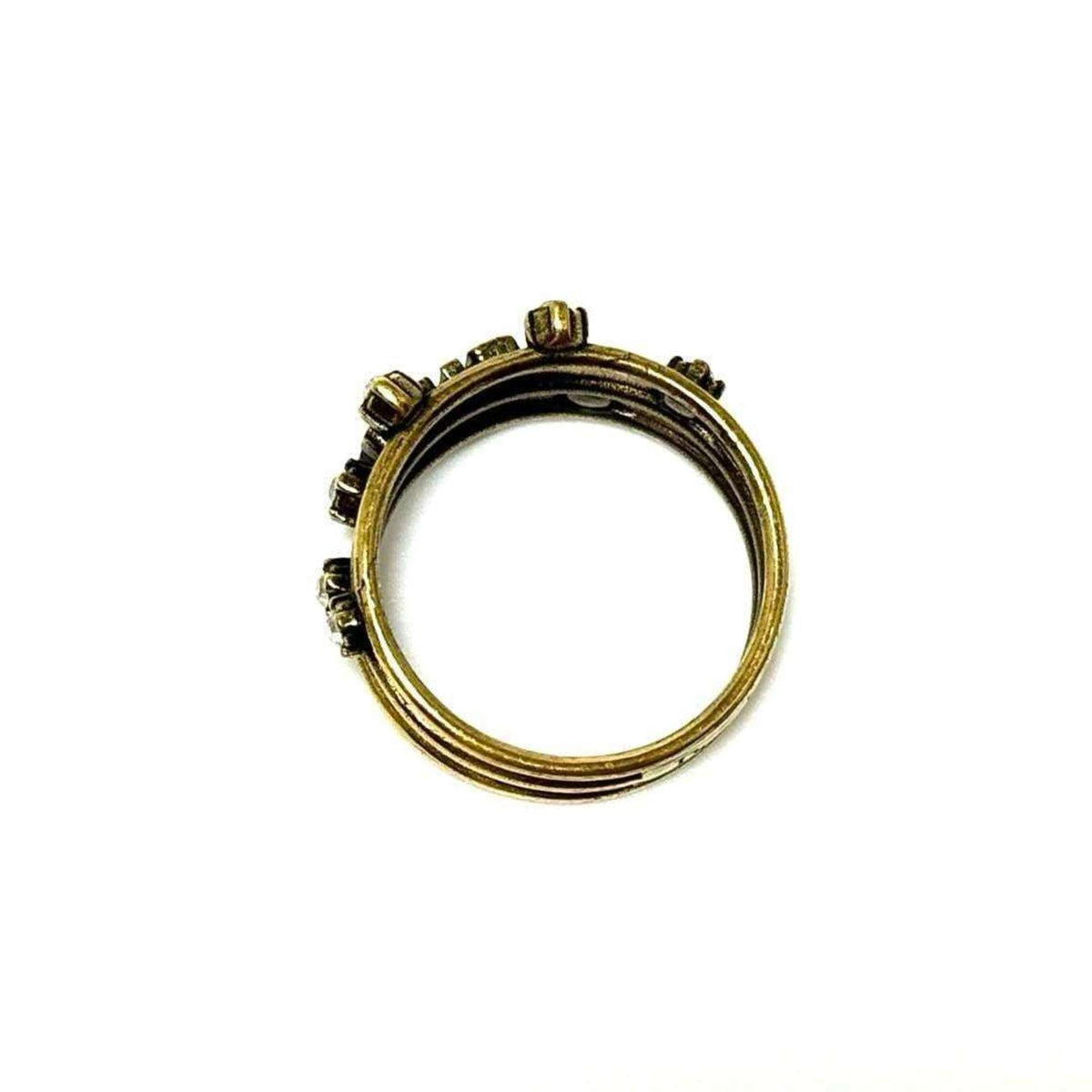 Christian Dior Metal Rhinestone Band Ring (Pre-Owned)