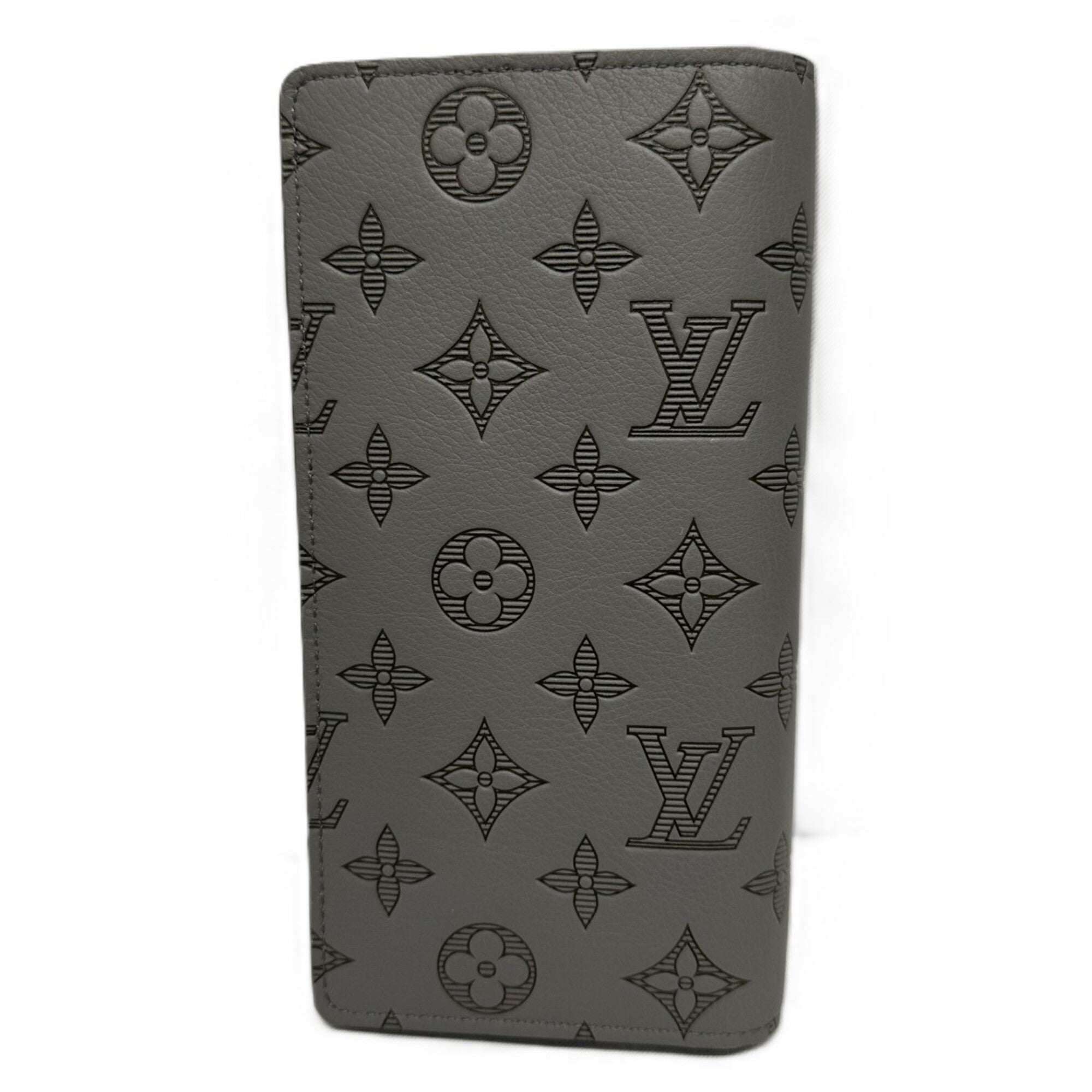 Louis Vuitton Monogram Shadow Gray Monogram Shadow Long Wallet (Bi-Fold) (Pre-Owned)