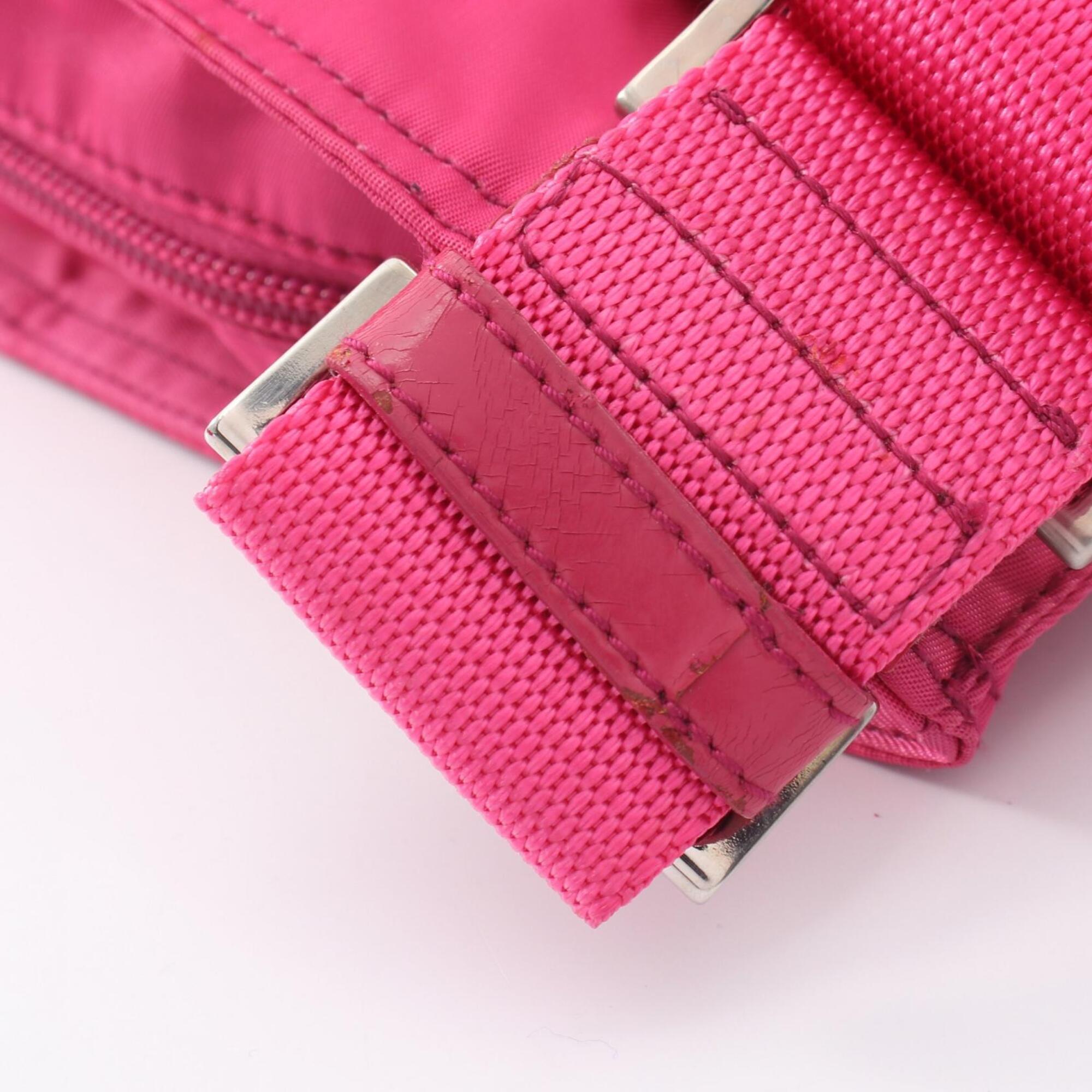 Prada Pink Leather Nylon Handbag Shoulder Bag (Pre-Owned)