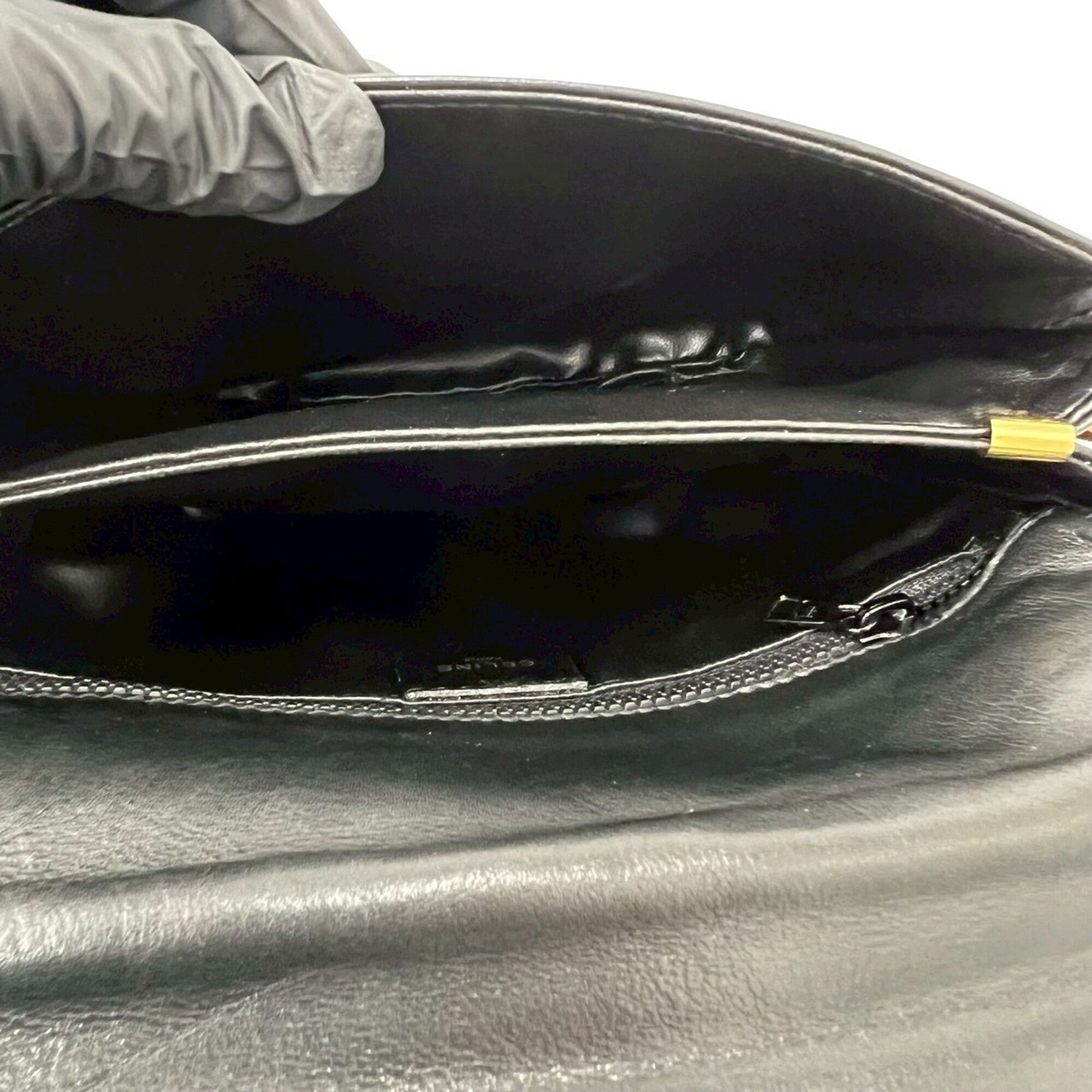 Celine Black Brown Leather Pochette Shoulder Bag (Pre-Owned)