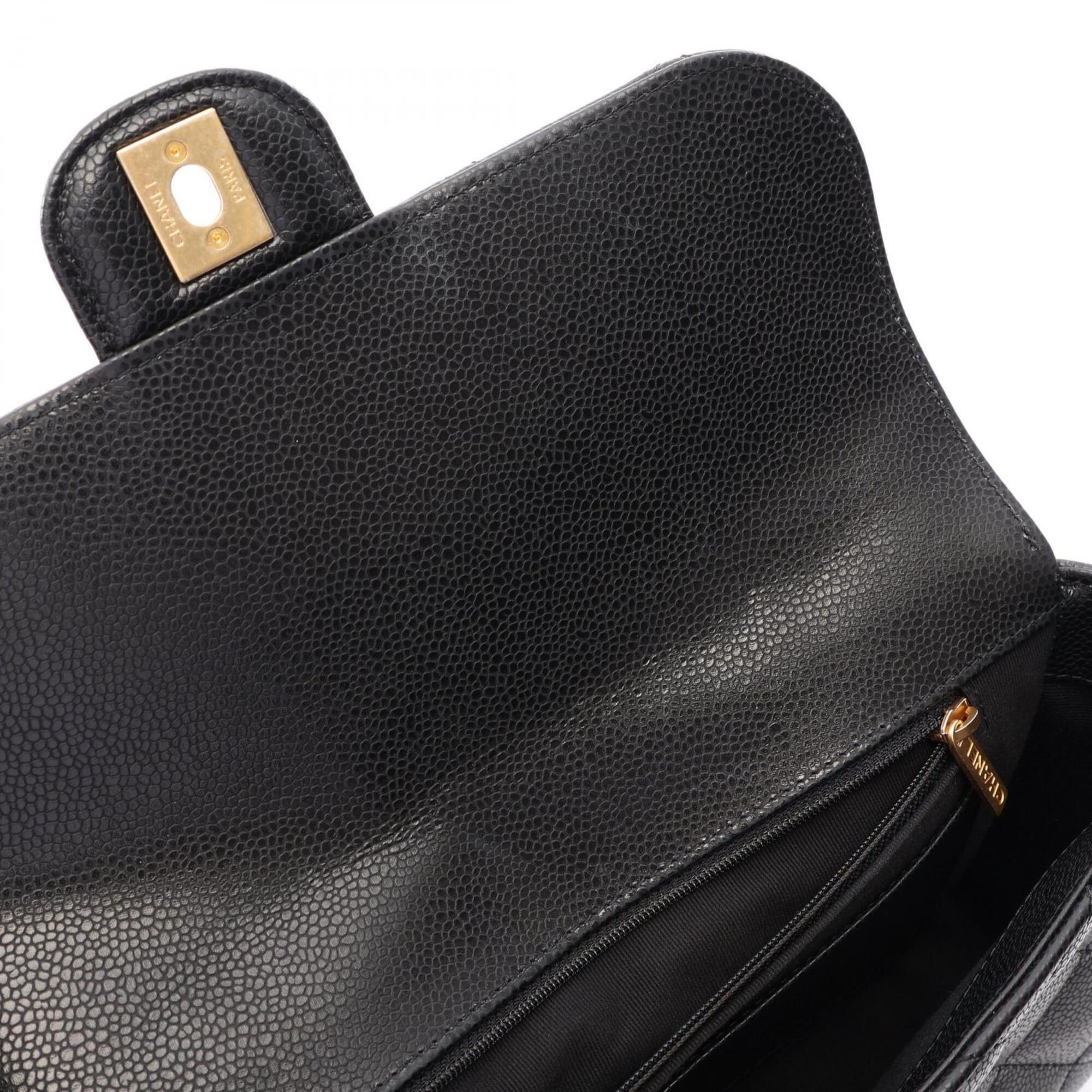 Chanel Black Grained Calfskin Handbag Shoulder Bag (Pre-Owned)