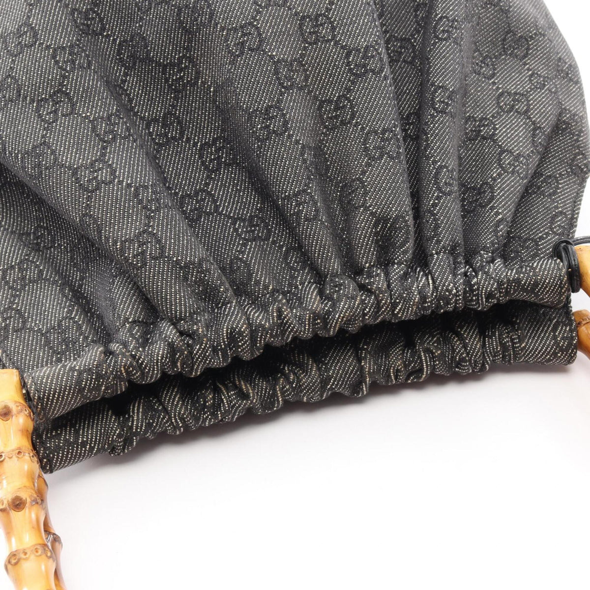 Gucci Navy Canvas Leather Handbag Shoulder Bag (Pre-Owned)