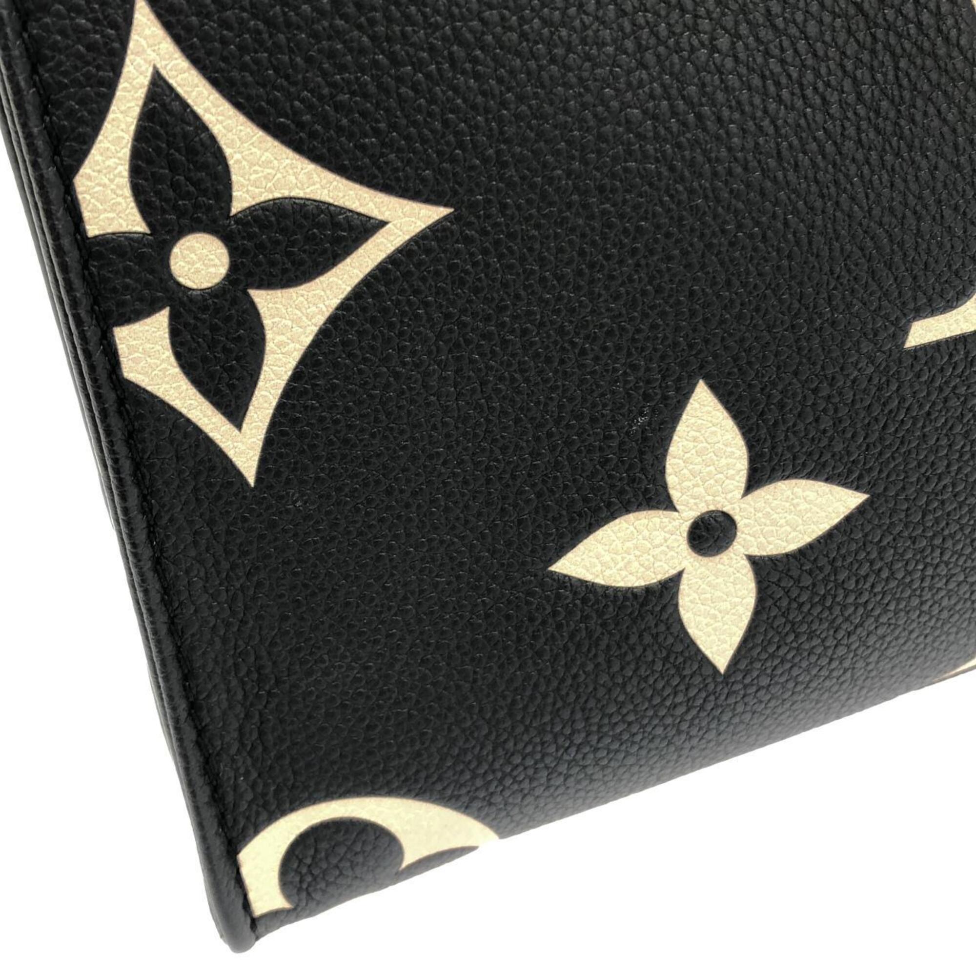 Louis Vuitton Beige Black Leather Handbag (Pre-Owned)