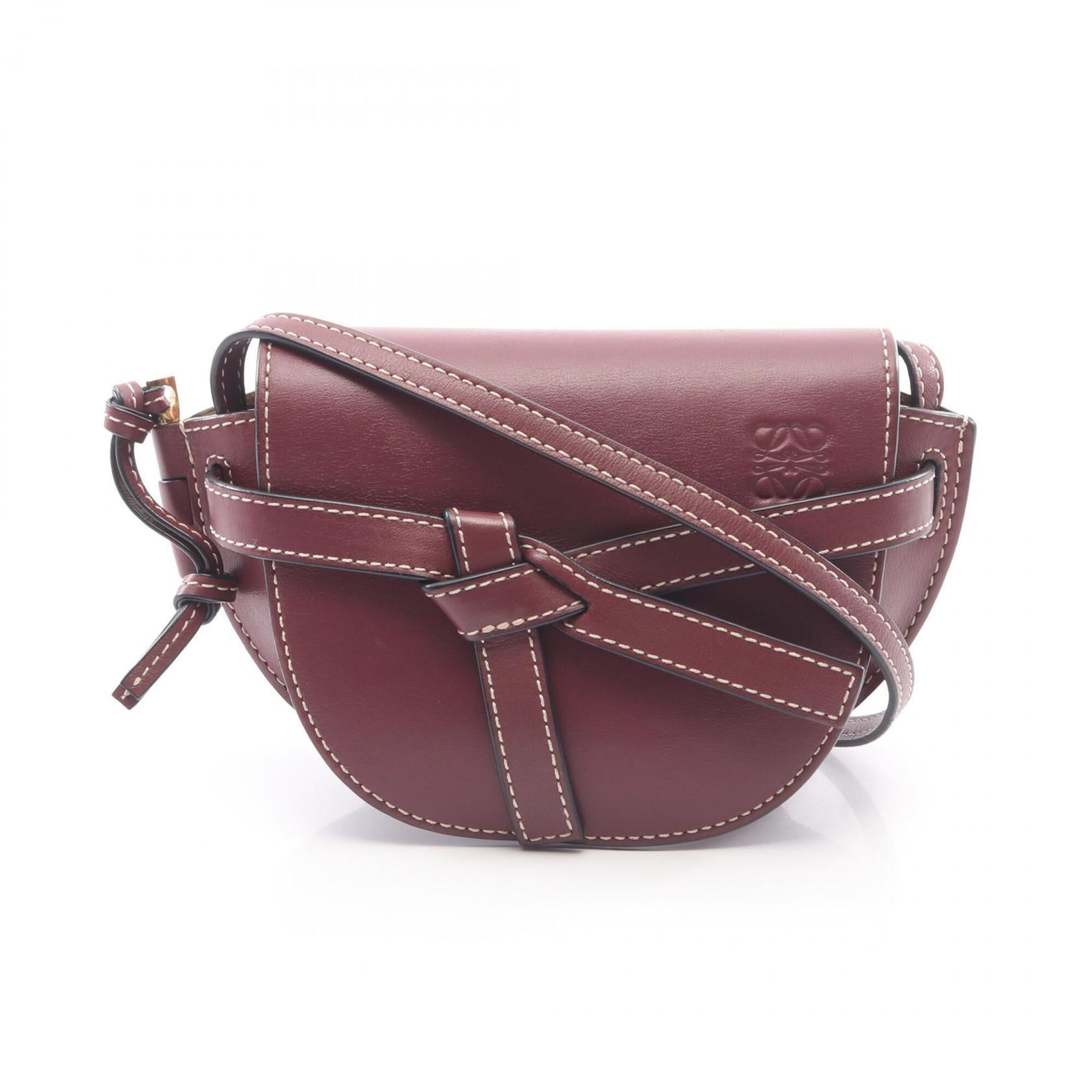Loewe Bordeaux Leather Handbag Shoulder Bag (Pre-Owned)