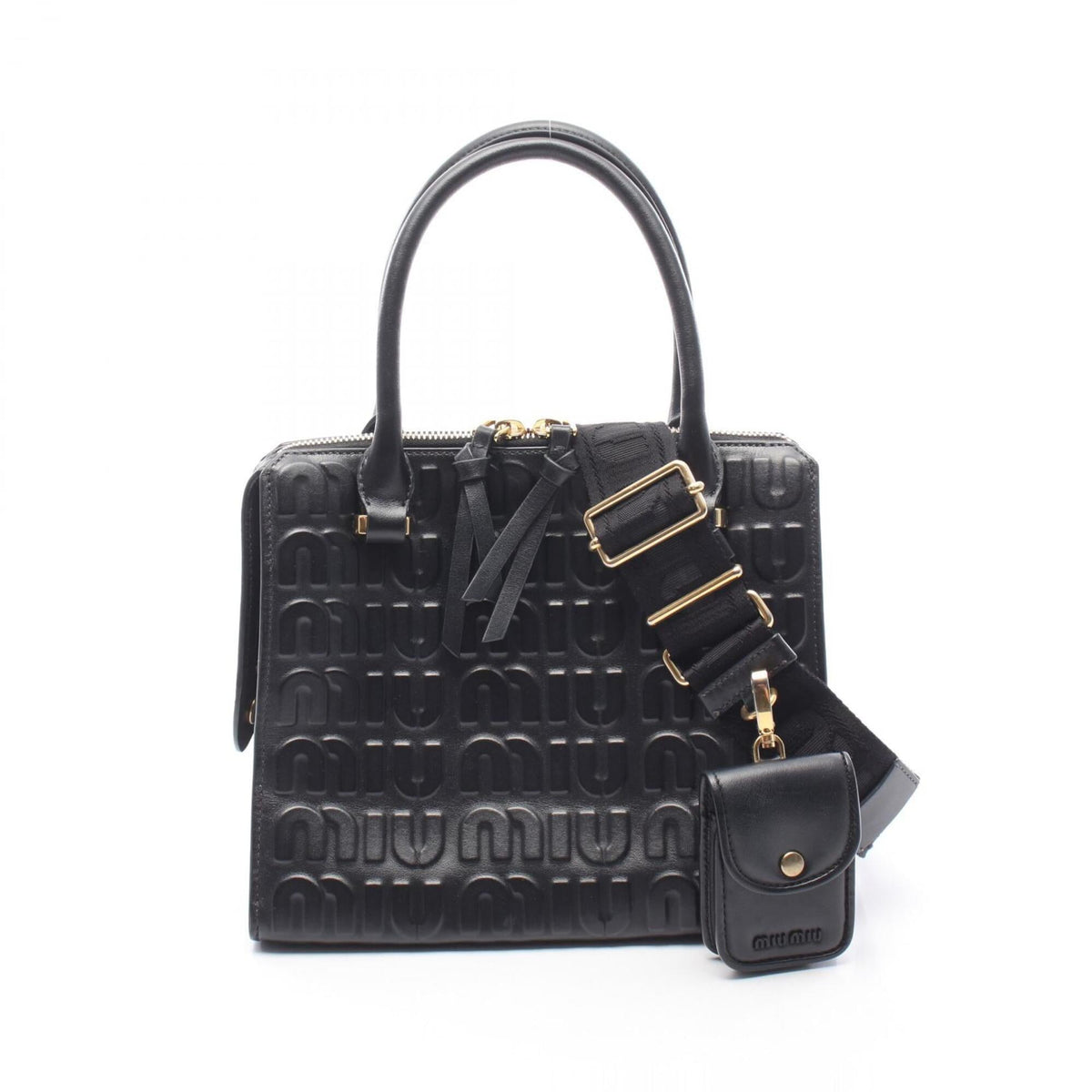 Miu Miu Black Leather Handbag Pouch (Pre-Owned)