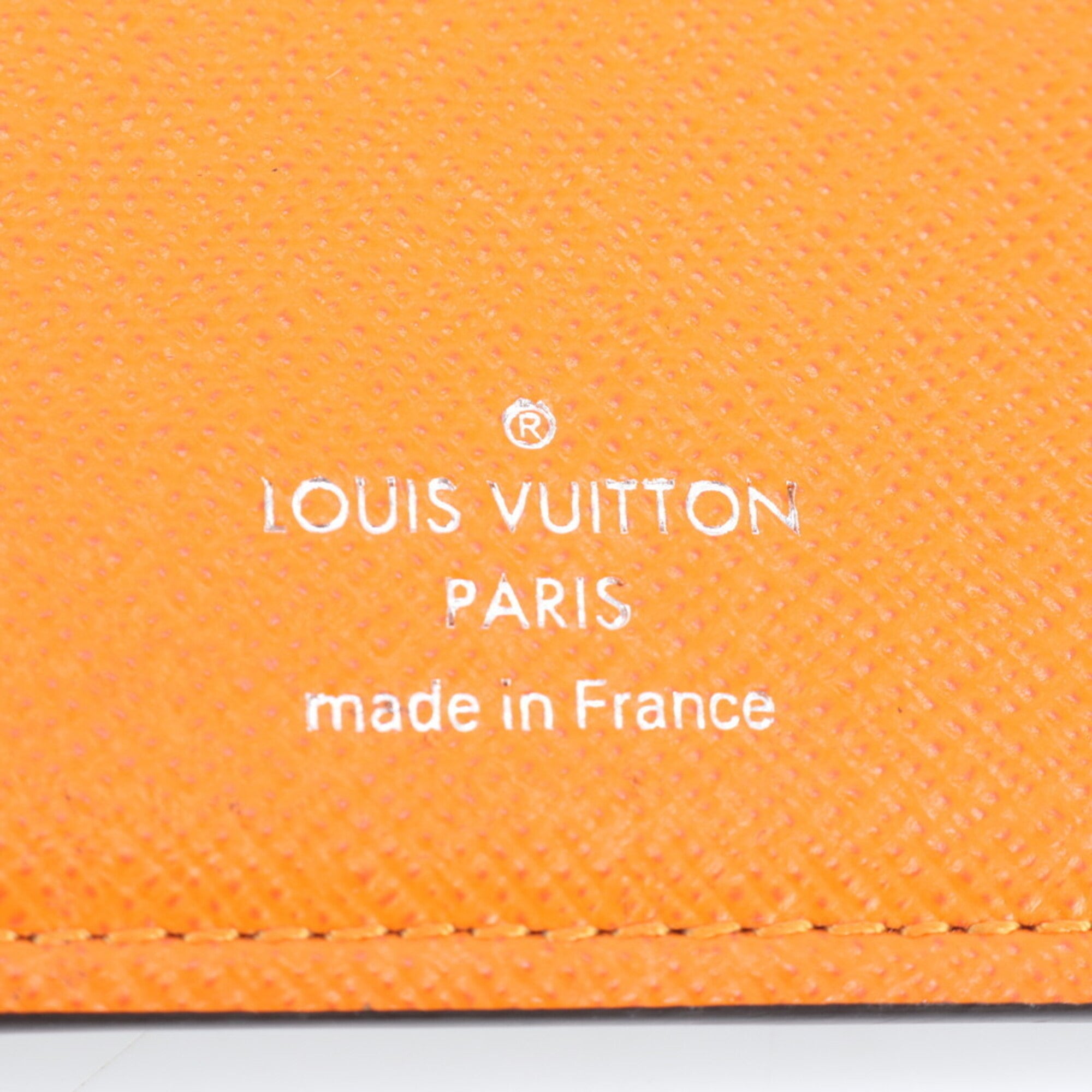 Louis Vuitton Orange Leather Coated Canvas Long Wallet (Bi-Fold) (Pre-Owned)