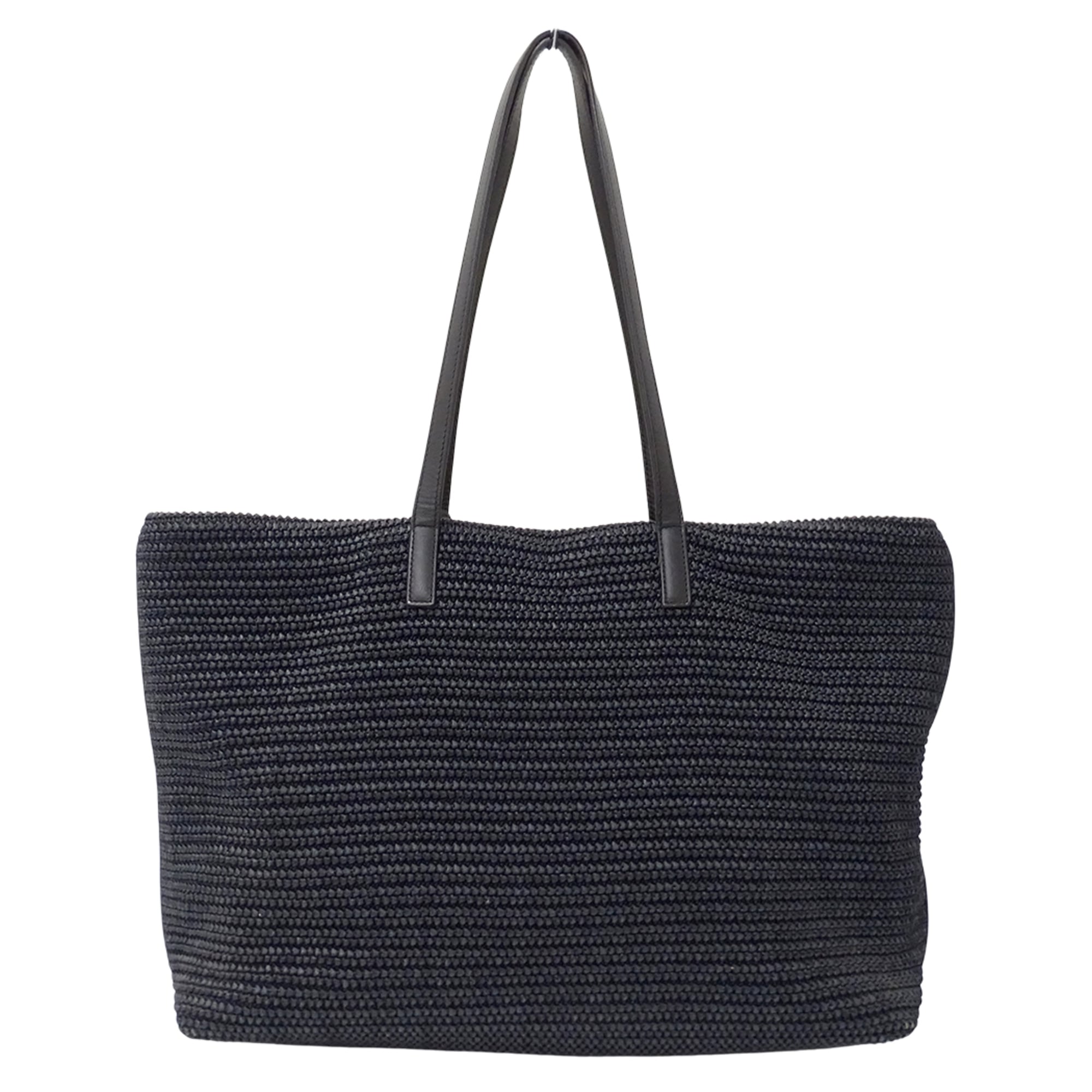 Saint Laurent Black Raffia Handbag Tote Bag (Pre-Owned)