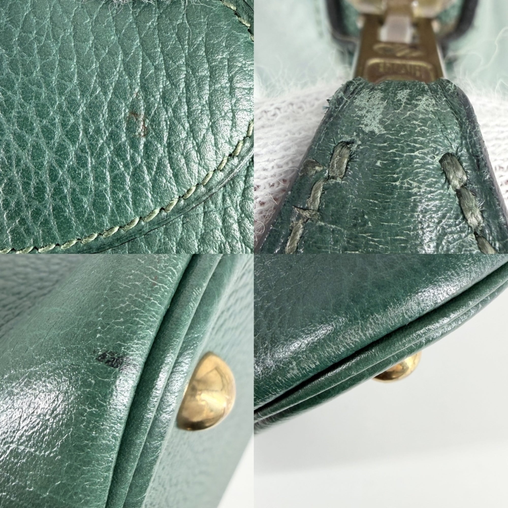 Hermes Bolide Green Leather Handbag Shoulder Bag (Pre-Owned)