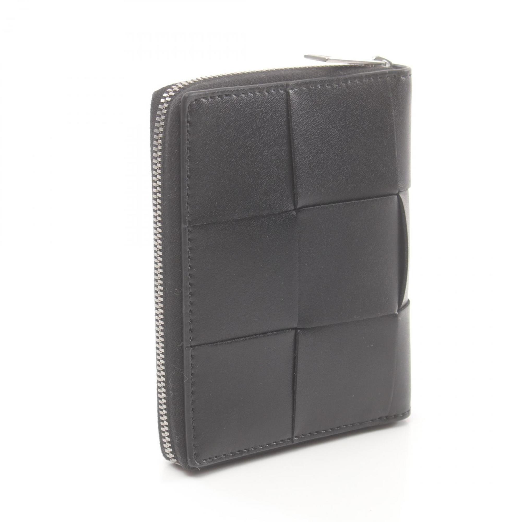 Bottega Veneta Black Leather Coin Purse/Coin Case (Pre-Owned)