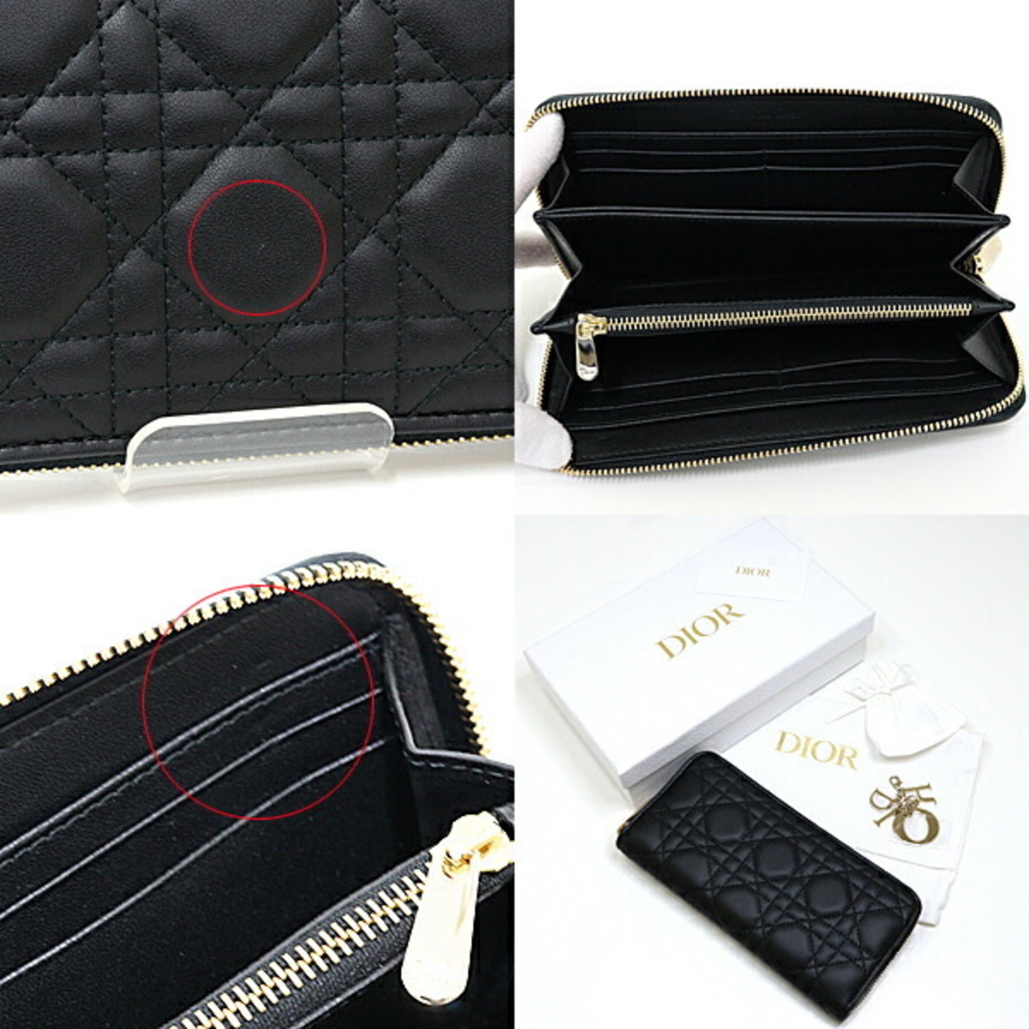 Christian Dior Black Leather Long Wallet (Bi-Fold) (Pre-Owned)
