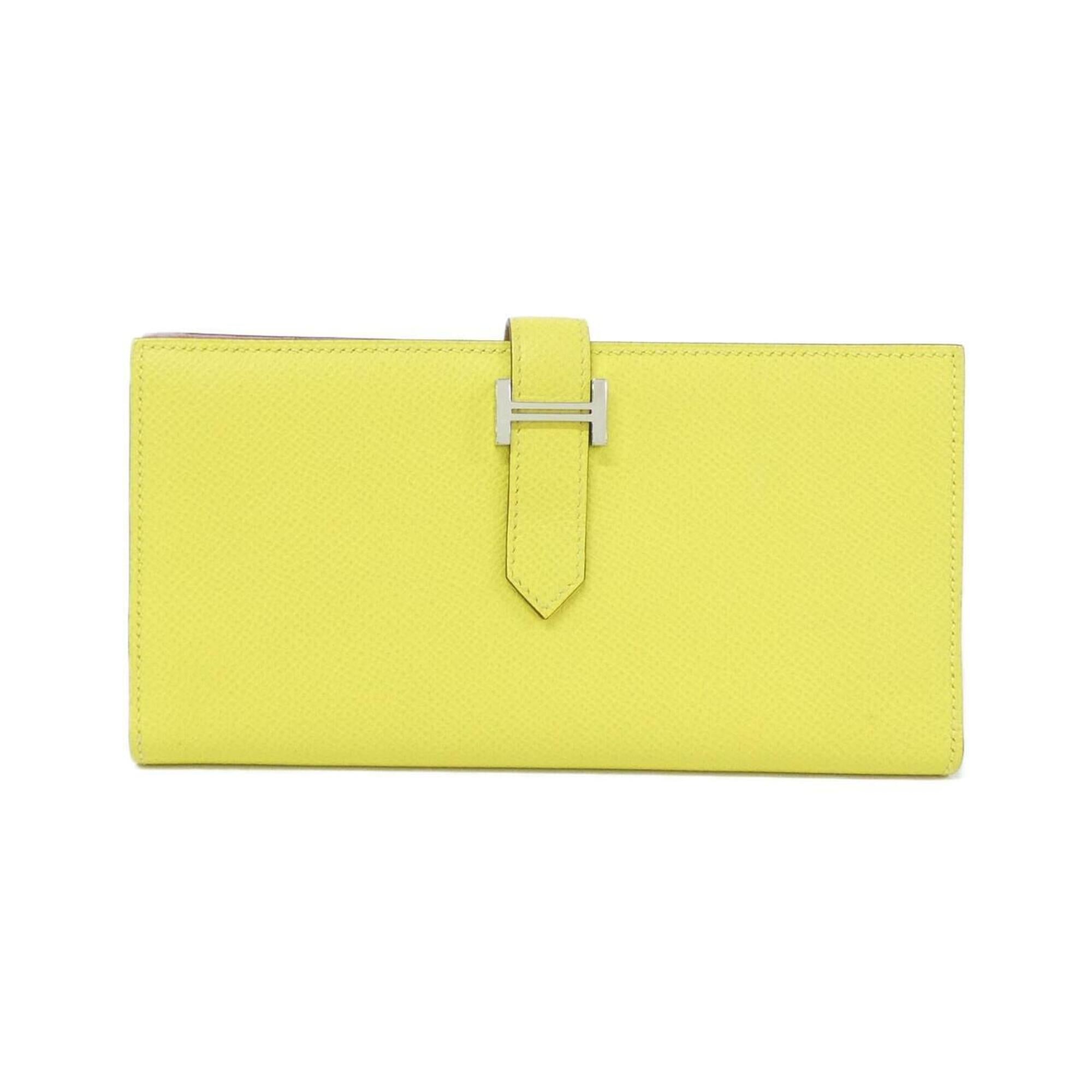 Hermes Lime Yellow Epsom Leather Long Wallet (Bi-Fold) (Pre-Owned)