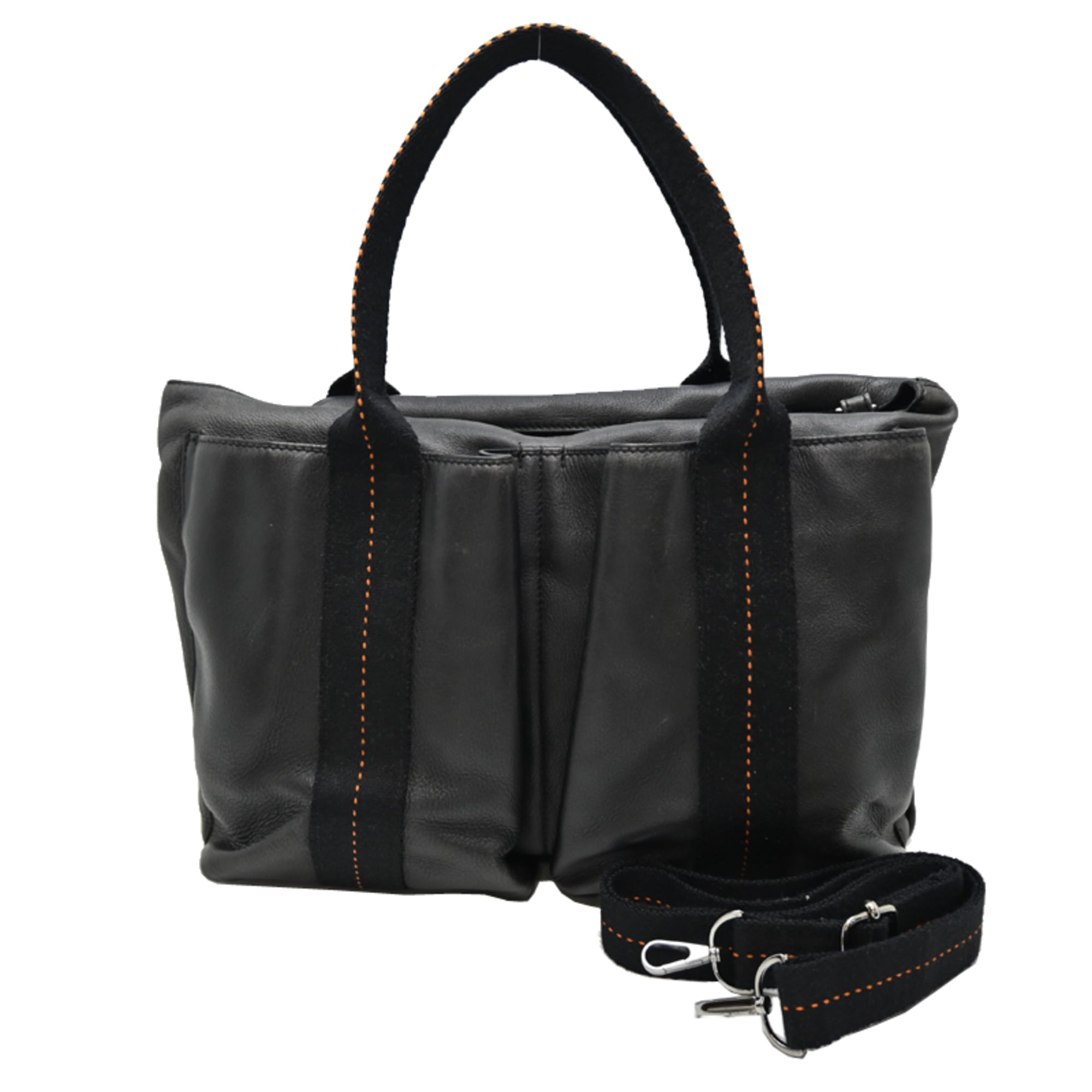 Hermes Black Veau Derma Handbag (Pre-Owned)
