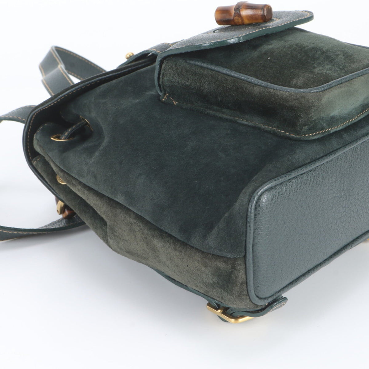 Gucci Green Leather Bamboo Backpack Shoulder Bag (Pre-Owned)