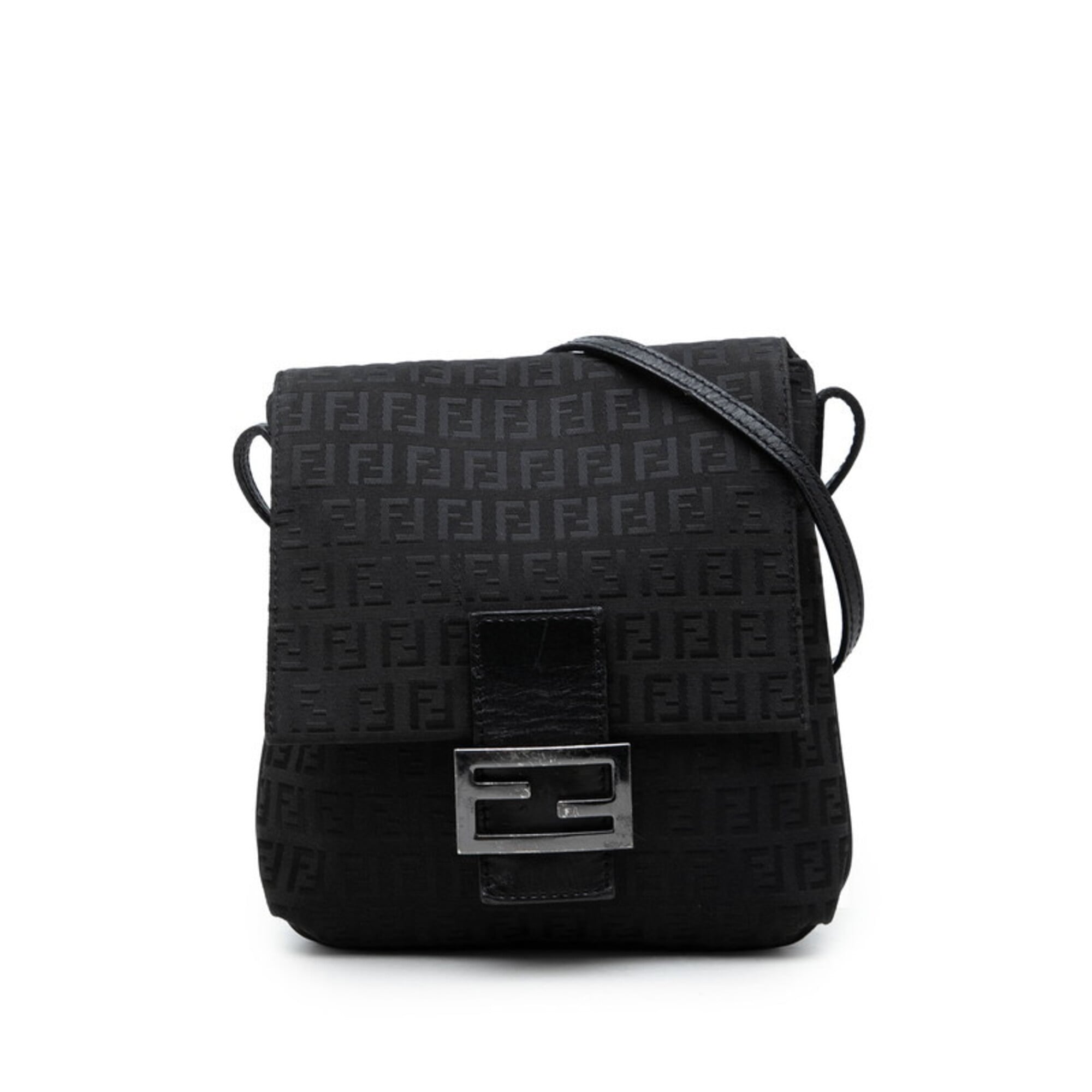 Fendi Black Canvas Leather Shoulder Bag (Pre-Owned)
