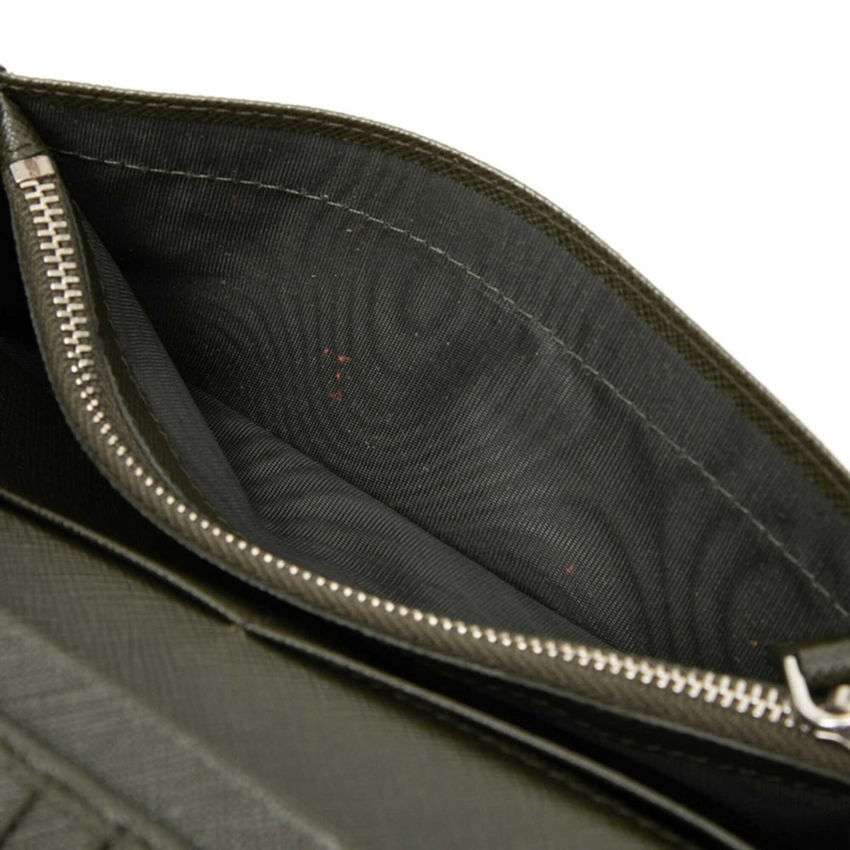 Prada Black Green Leather Long Wallet (Bi-Fold) (Pre-Owned)