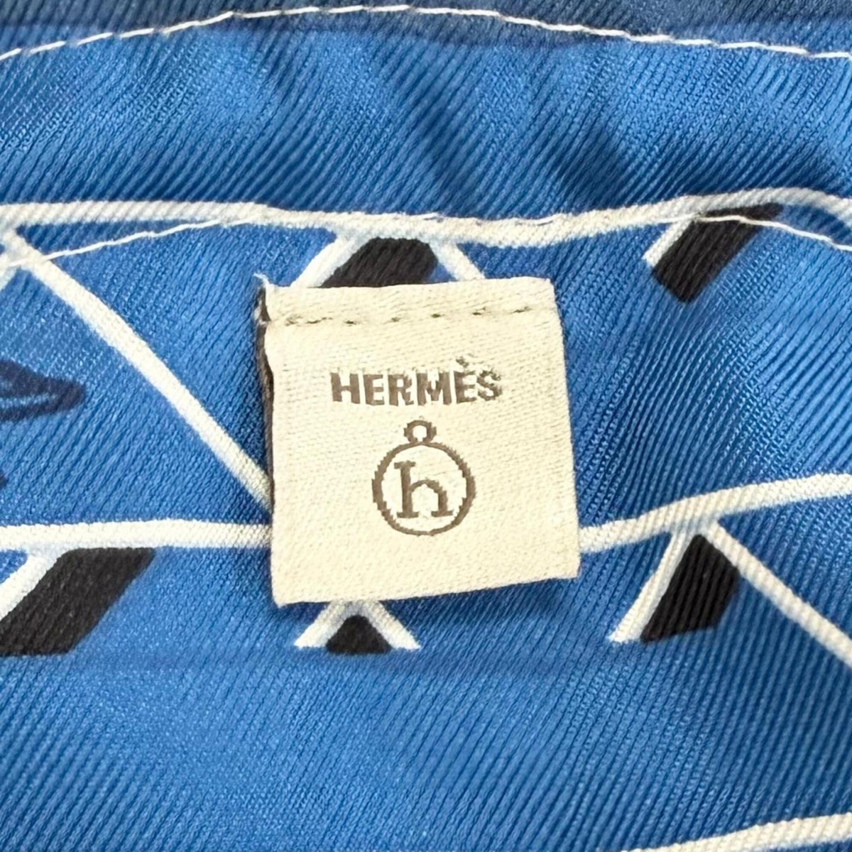 Hermes Blue Yellow Silk Pouch (Pre-Owned)