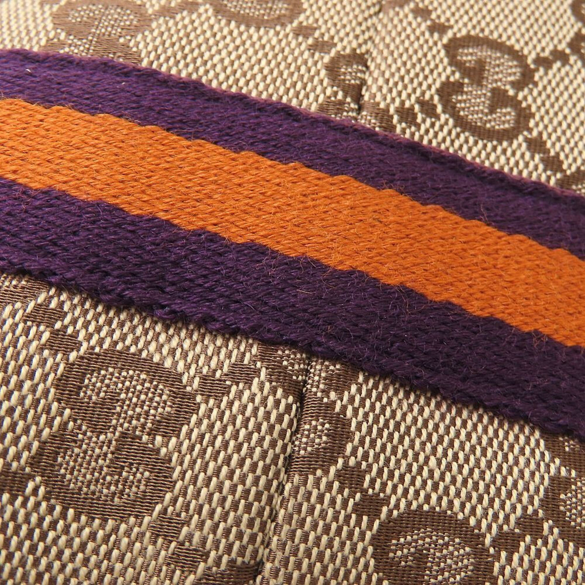 Gucci Sherry Line Beige Orange Purple Gg Canvas Leather Handbag (Pre-Owned)