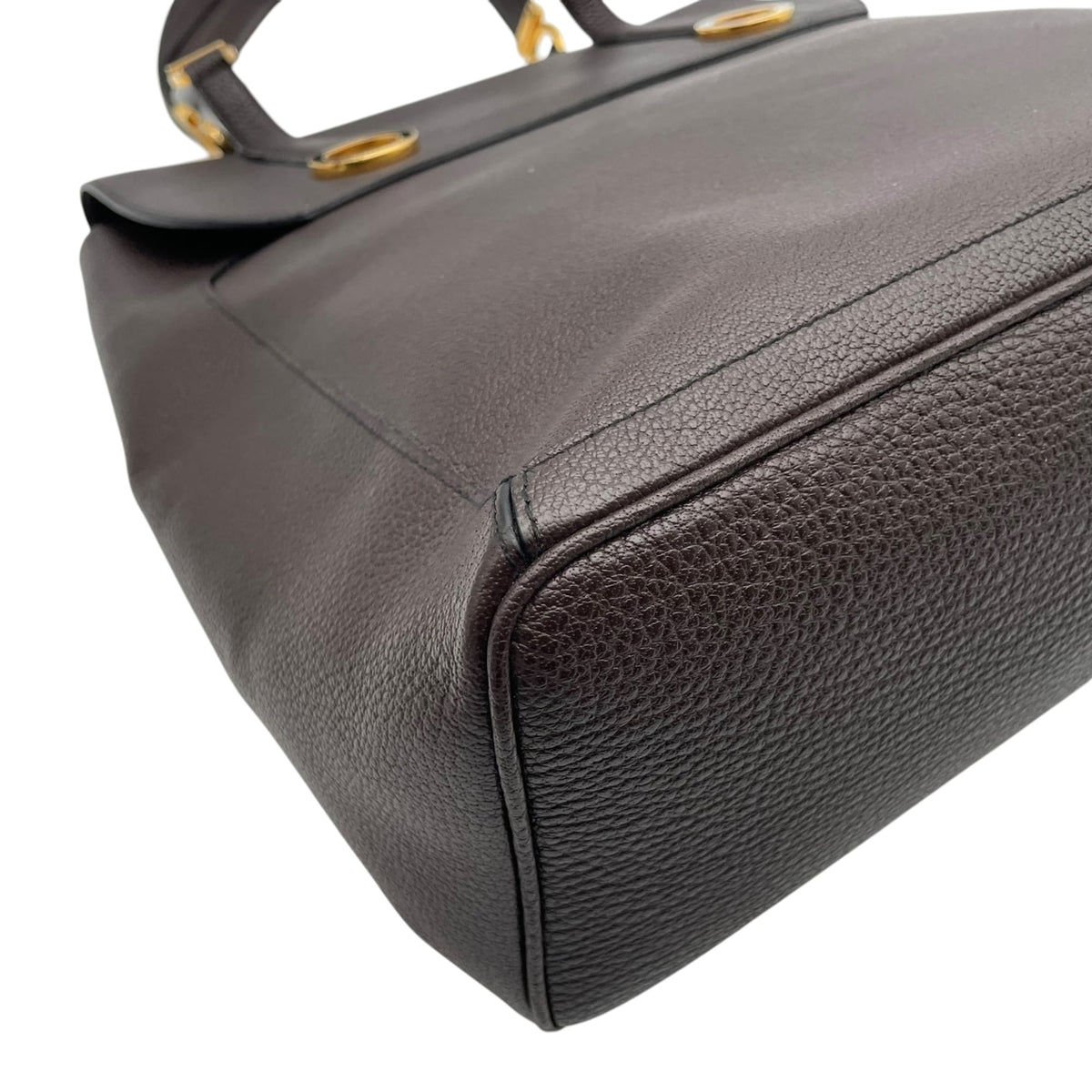 Bvlgari Dark Brown Leather Handbag Tote Bag (Pre-Owned)