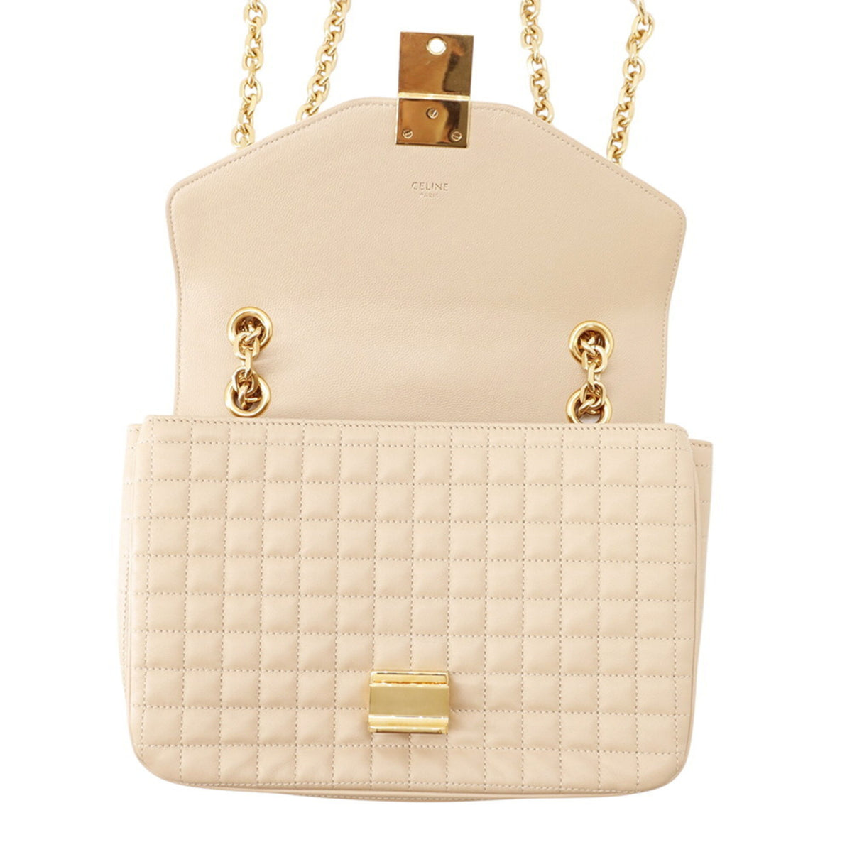 Celine Beige Leather Handbag Shoulder Bag (Pre-Owned)