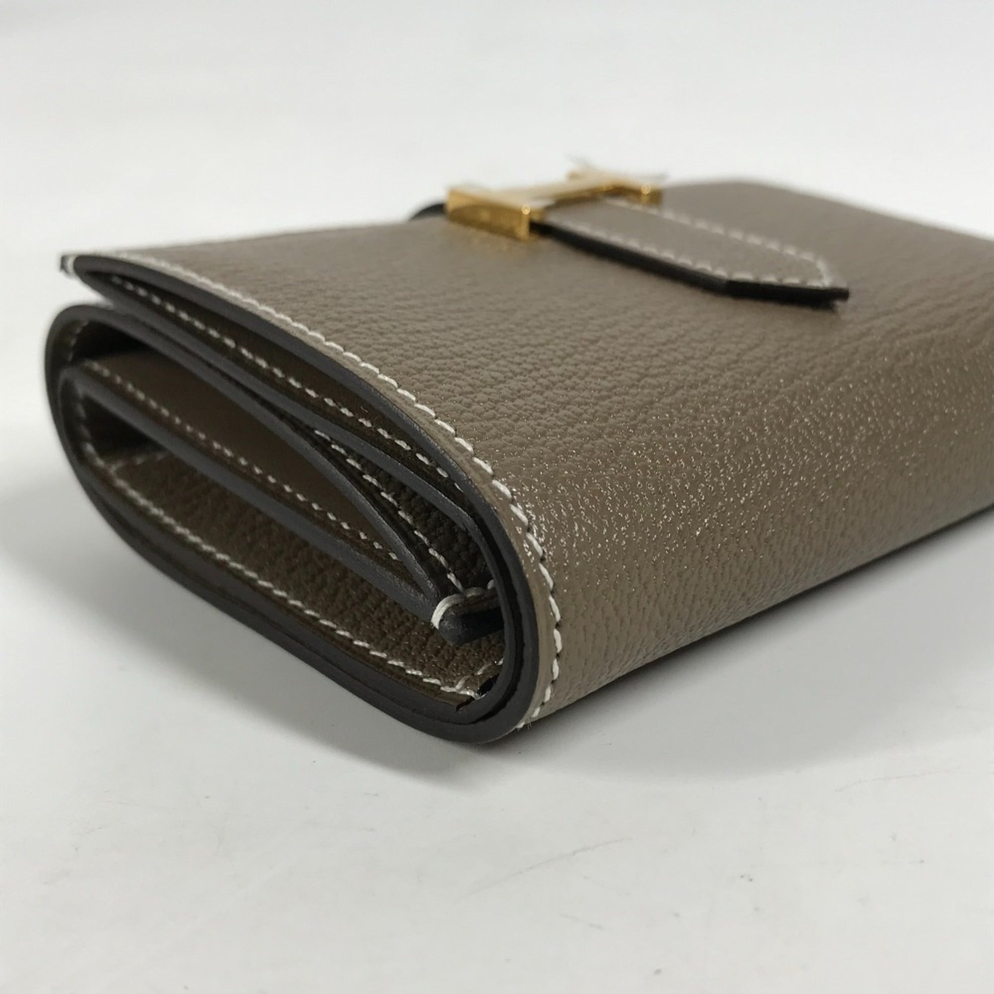 Hermes Etoupe Gray Chevre Leather Wallet (Tri-Fold) (Pre-Owned)