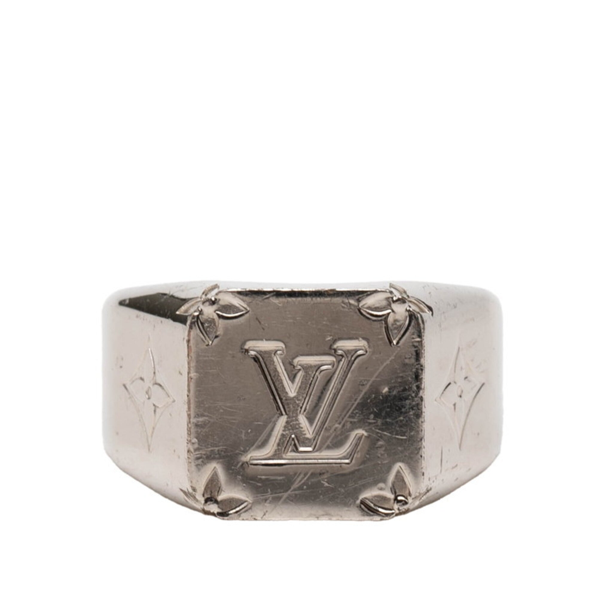 Louis Vuitton Silver Metal Band Ring (Pre-Owned)