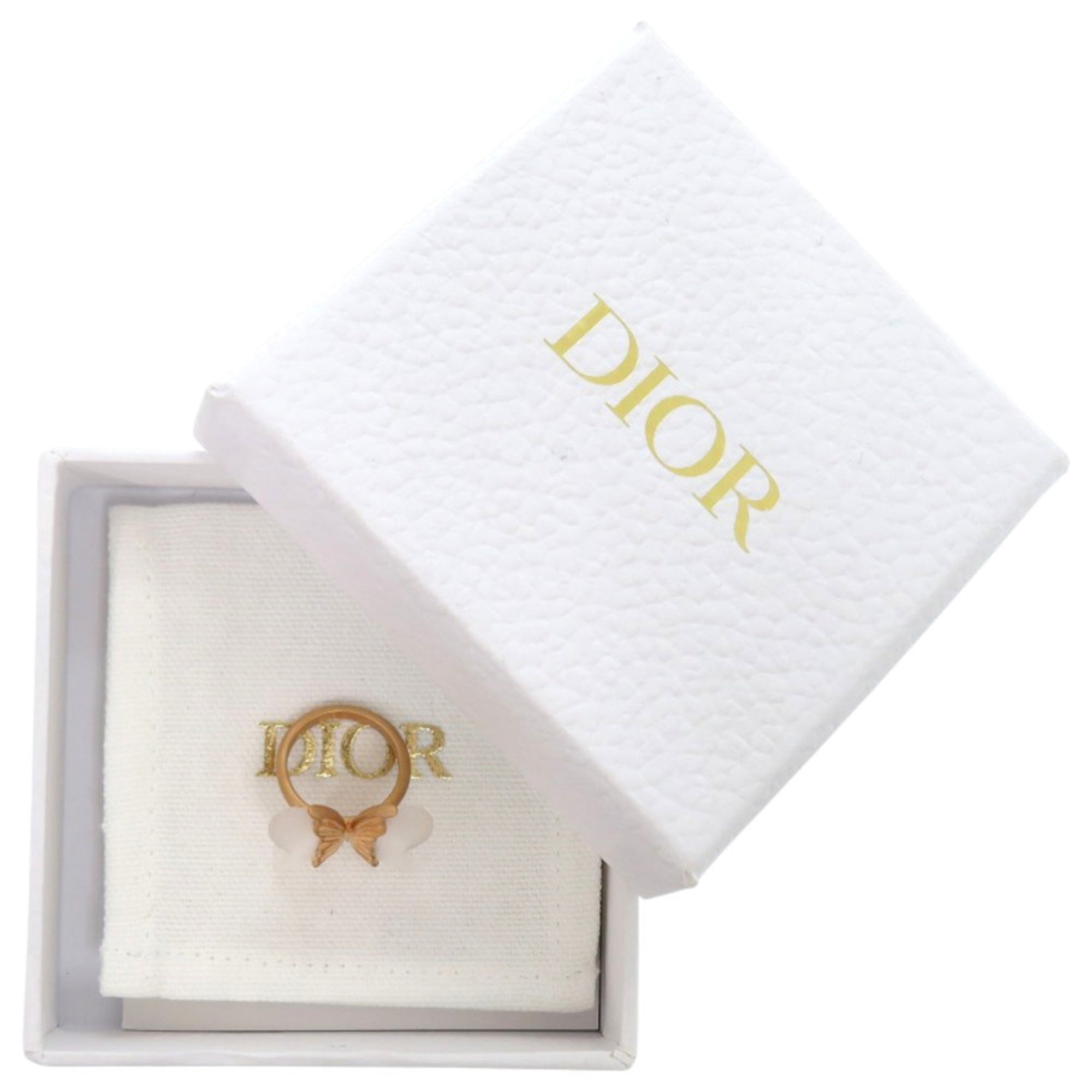 Christian Dior Gold Clear Metal Band Ring (Pre-Owned)