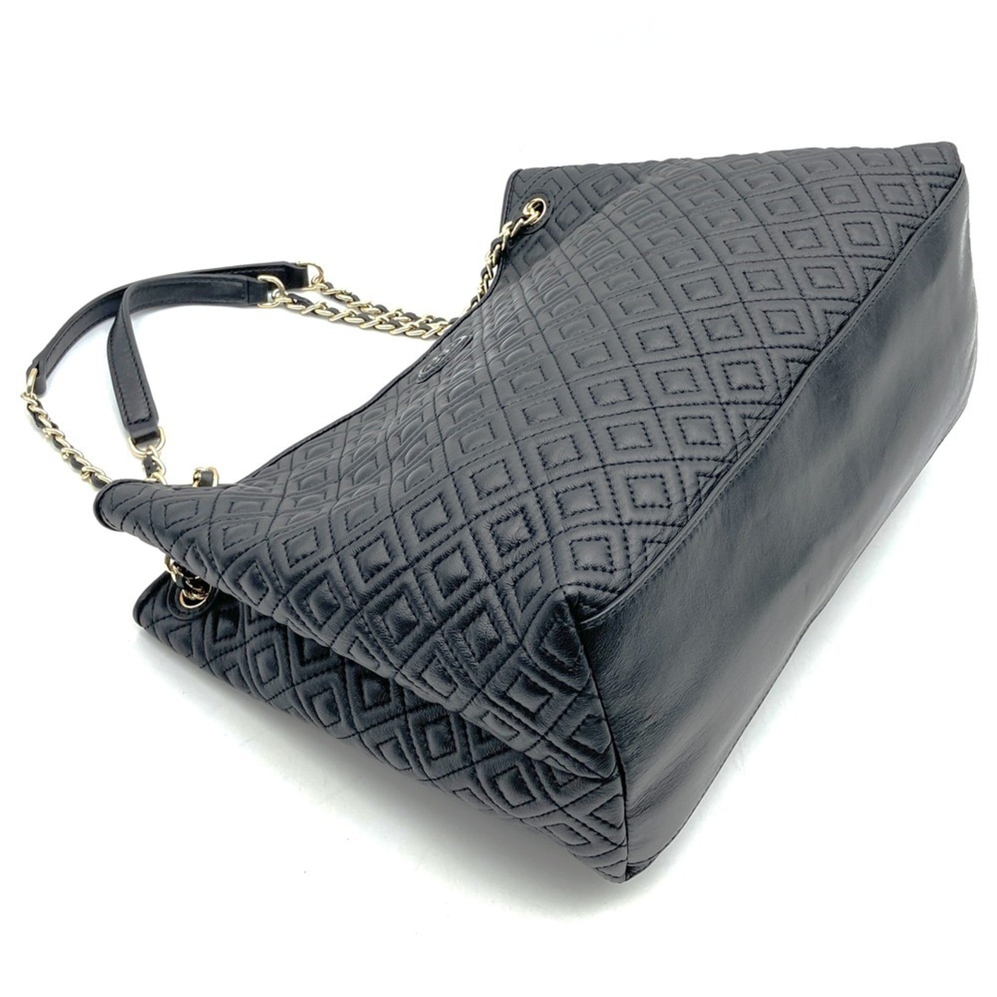 Tory Burch Black Leather Shoulder Bag Tote Bag (Pre-Owned)