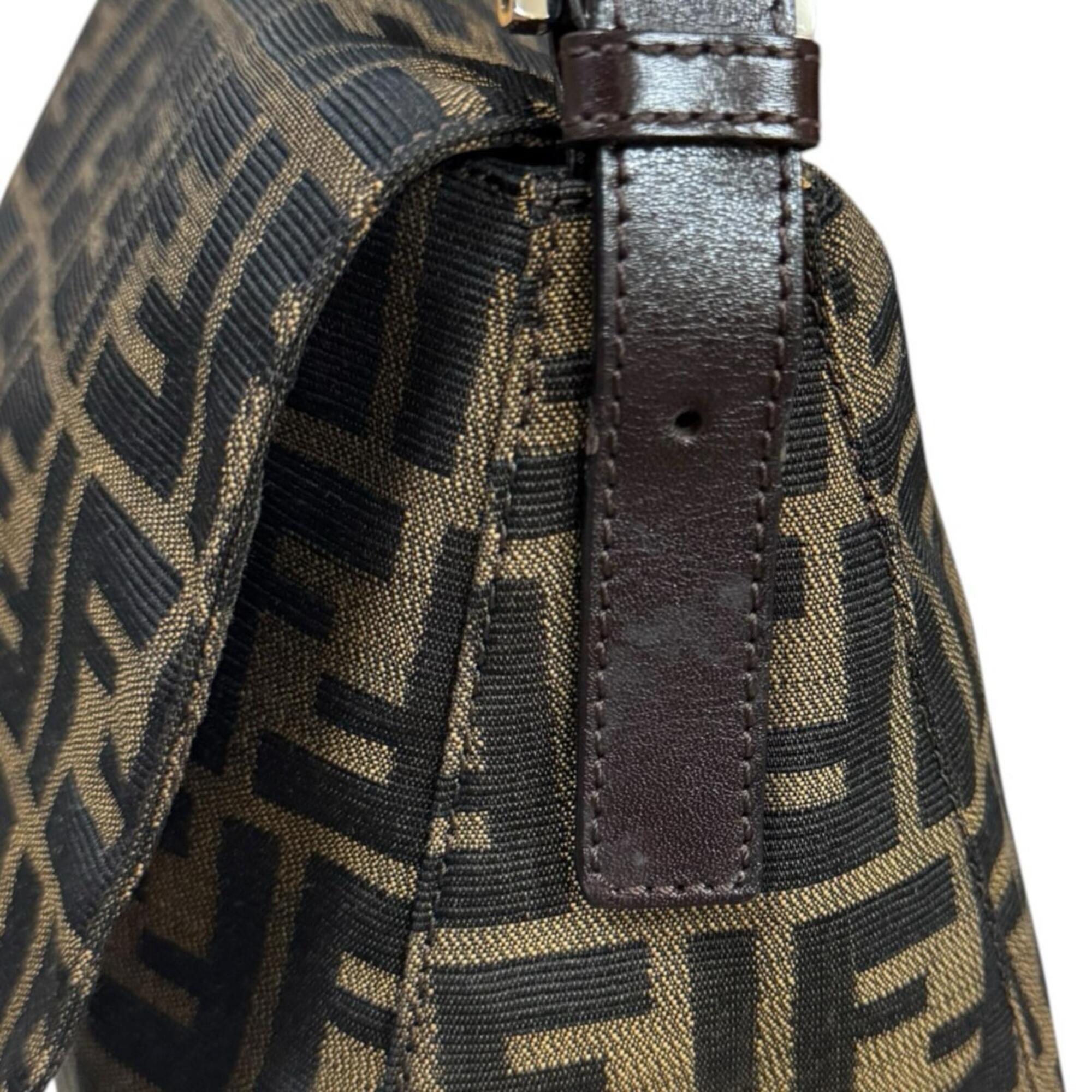 Fendi Zucca Brown Canvas Shoulder Bag (Pre-Owned)