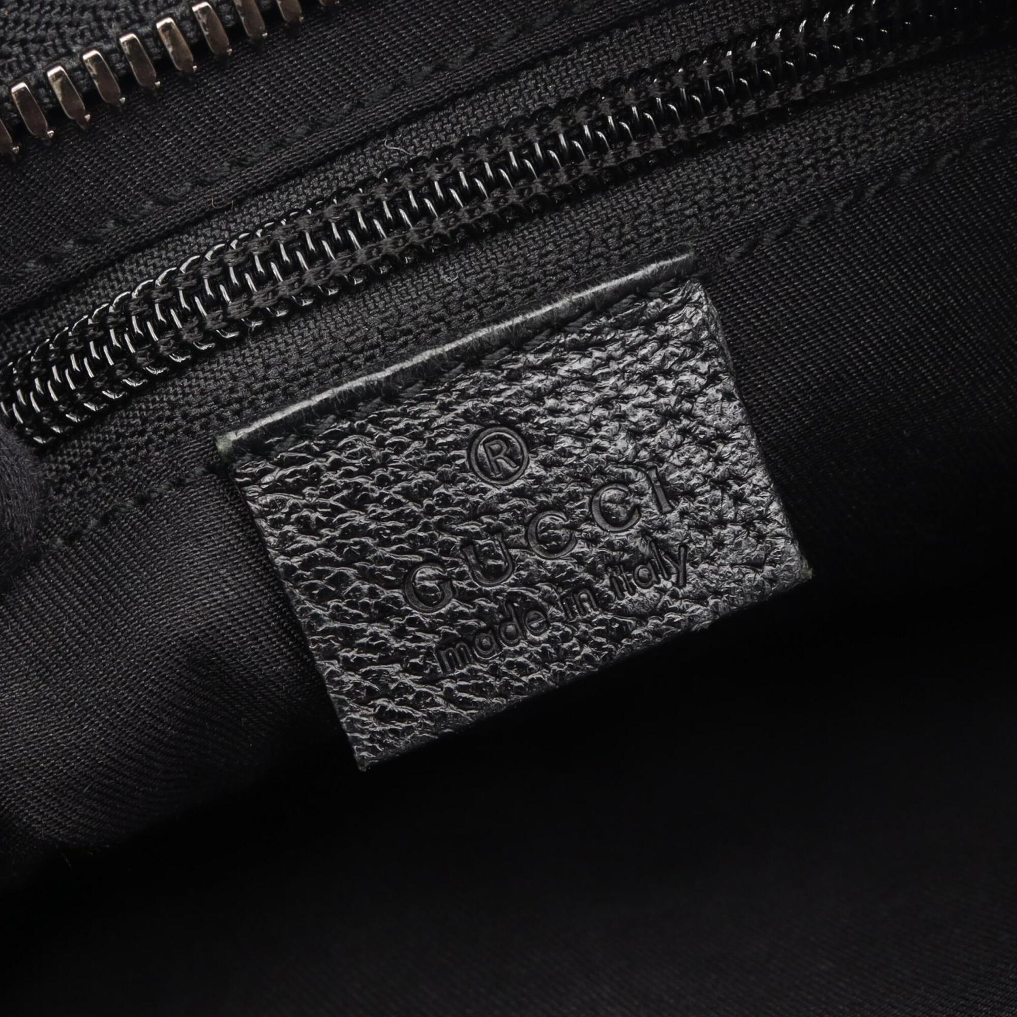 Gucci Black Canvas Leather Handbag Shoulder Bag (Pre-Owned)