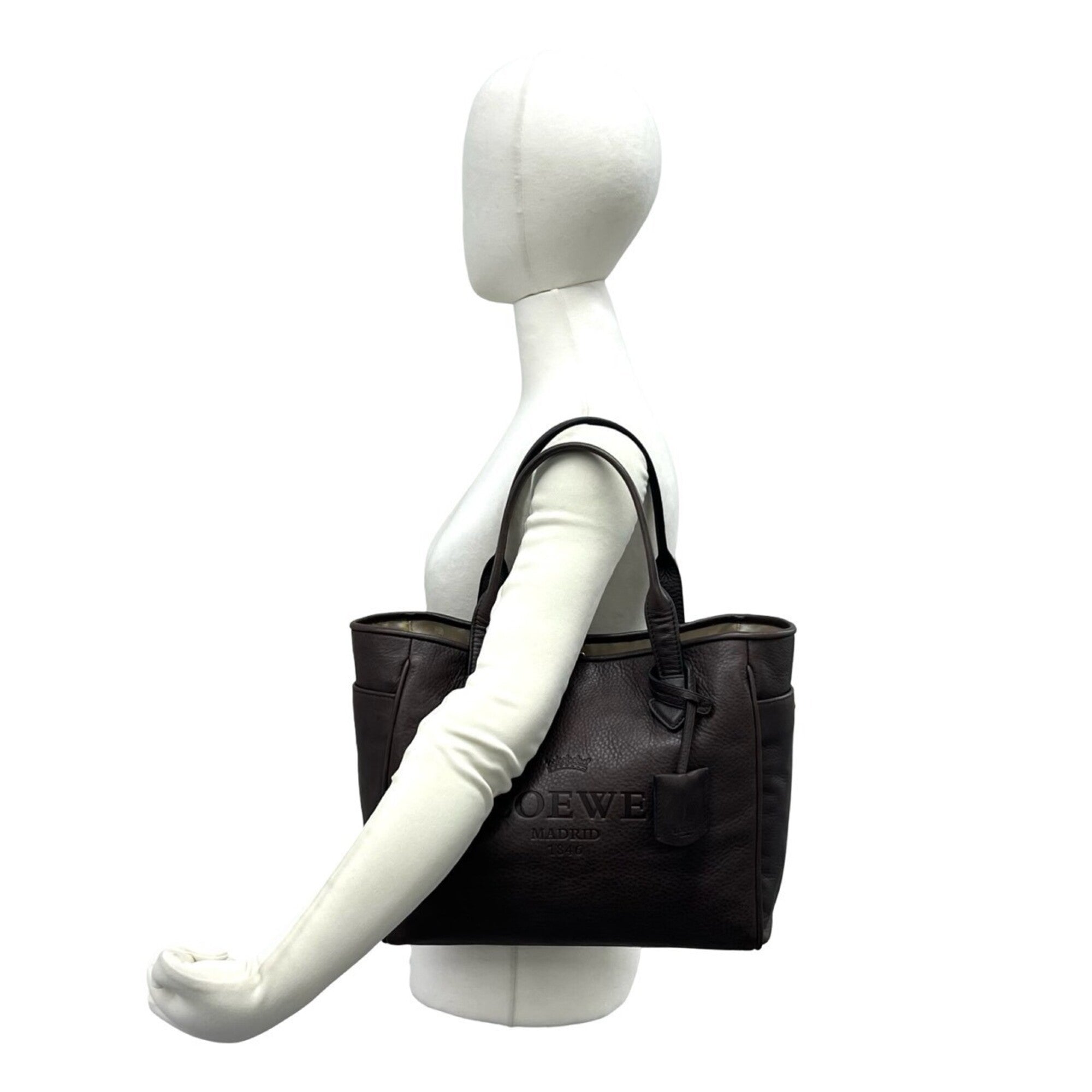 Loewe Brown Leather Handbag Shoulder Bag Tote Bag (Pre-Owned)