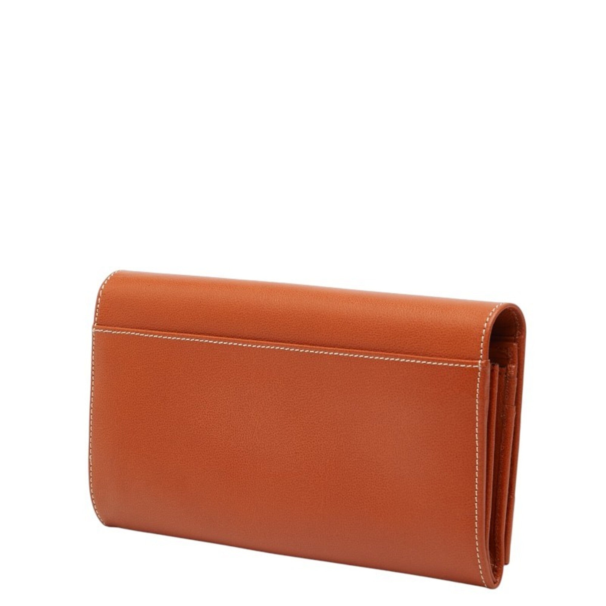 Saint Laurent Brown Leather Long Wallet (Bi-Fold) (Pre-Owned)