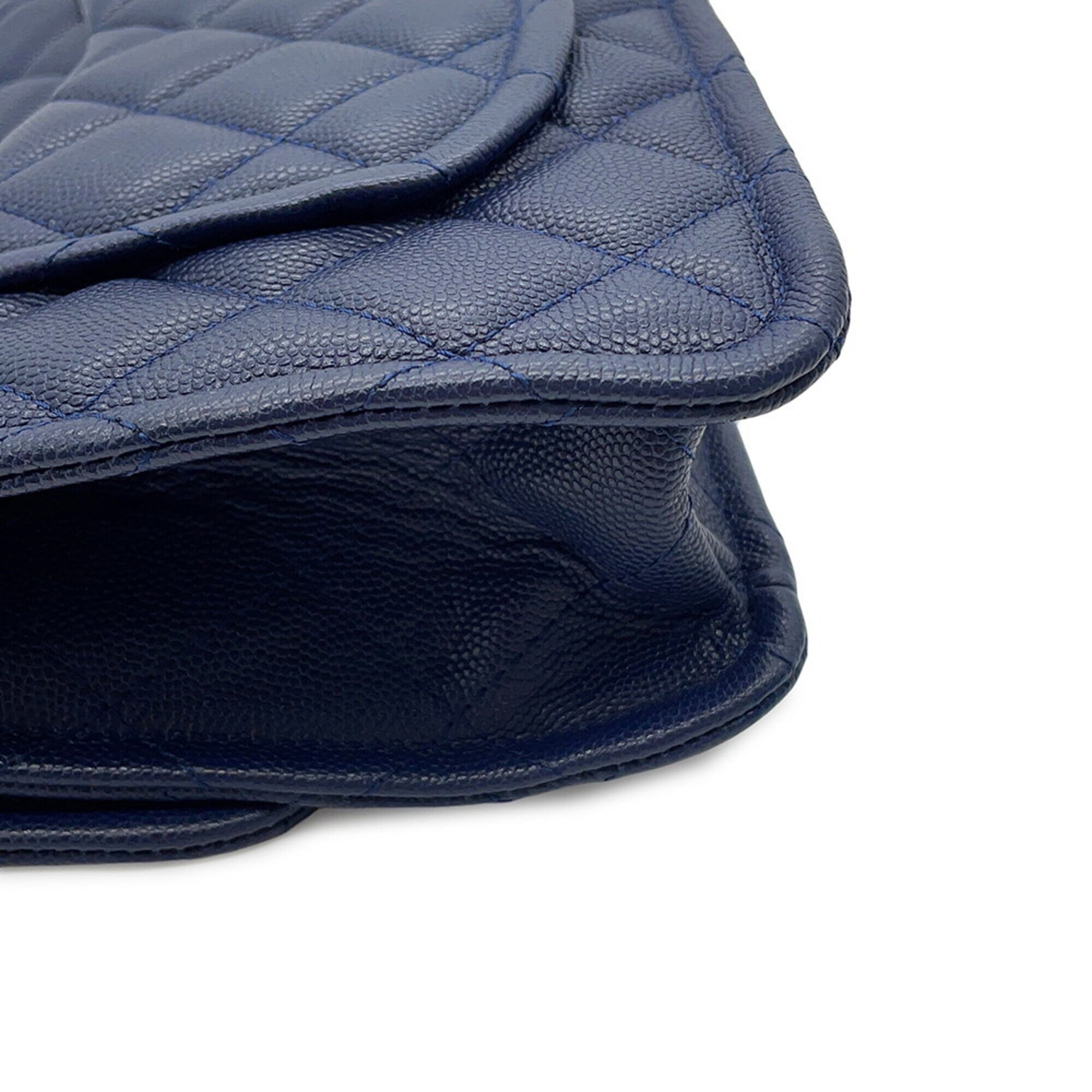 Chanel Navy Grained Calfskin Handbag Shoulder Bag (Pre-Owned)