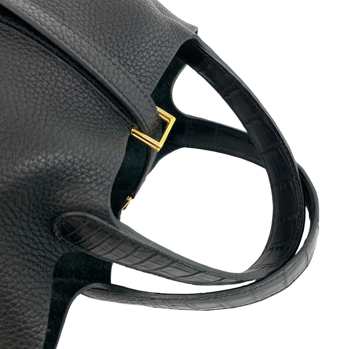 Hermes Black Taurillon Clemence Leather Handbag Tote Bag (Pre-Owned)