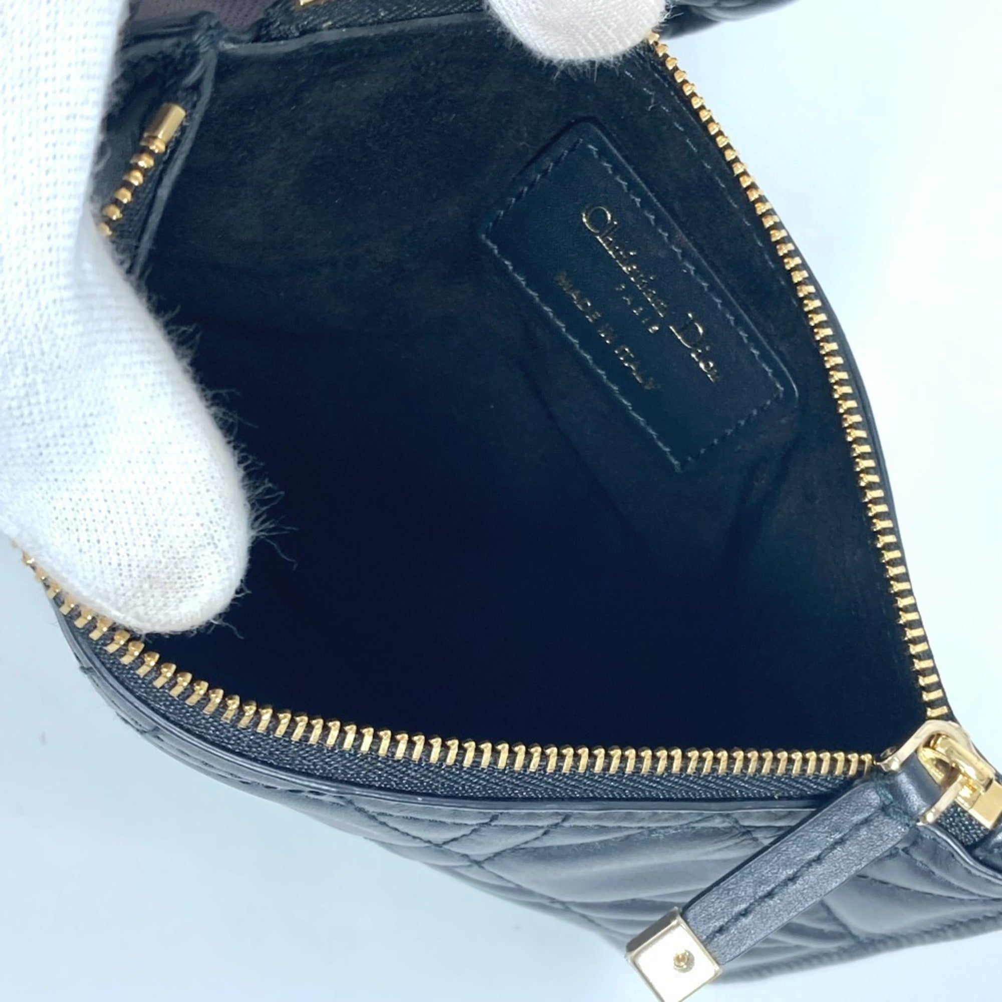 Christian Dior Black Leather Handbag Pouch Shoulder Bag Tote Bag (Pre-Owned)