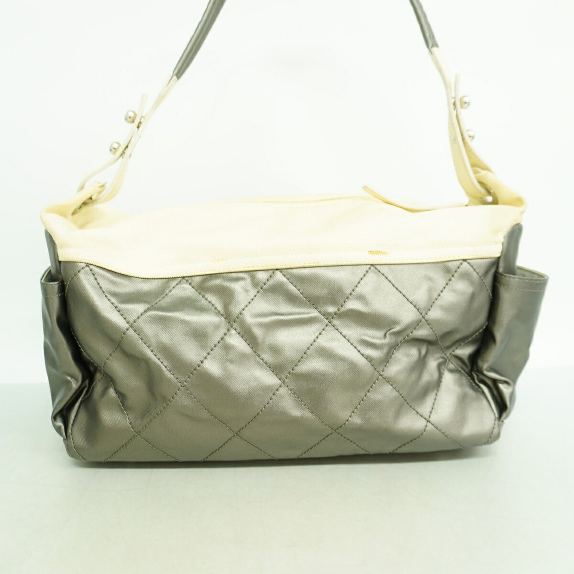 Chanel Gray Coated Canvas Shoulder Bag (Pre-Owned)