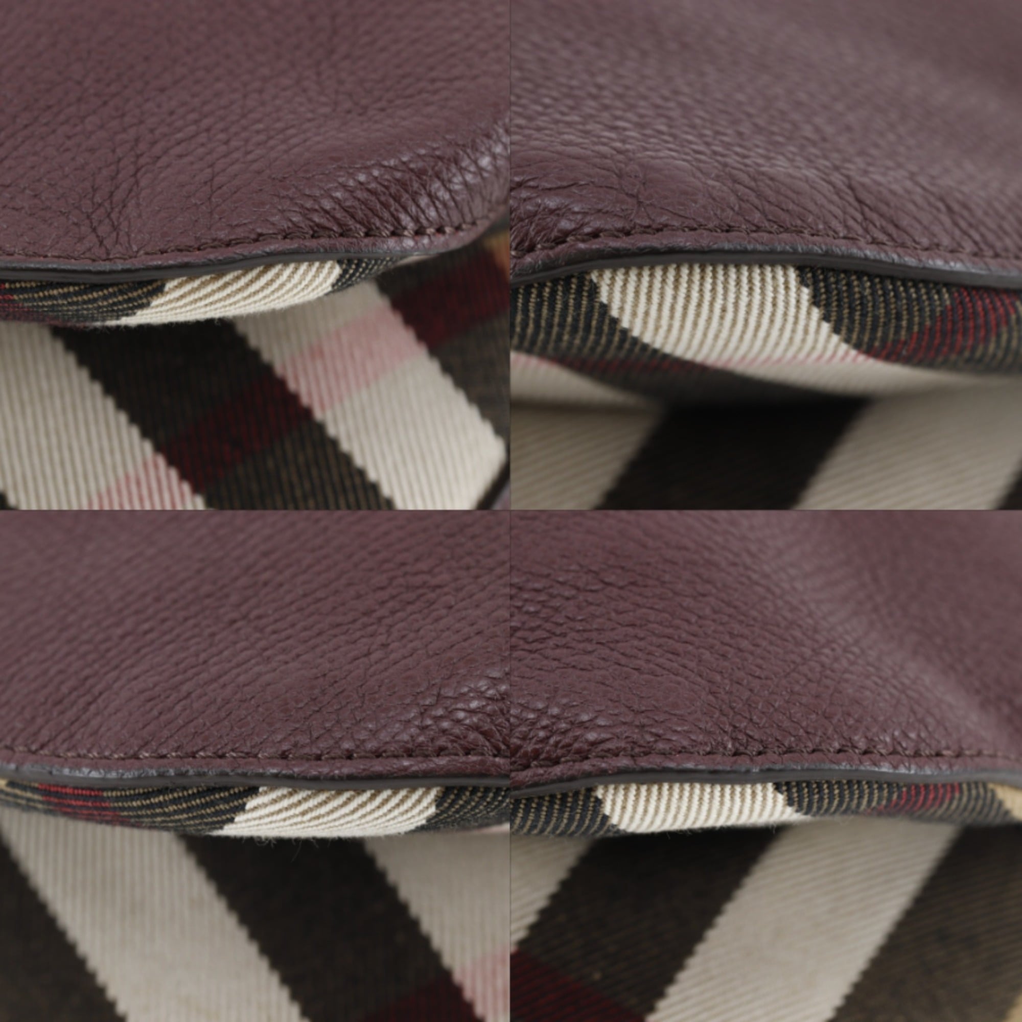 Burberry Bordeaux Red Color Leather Shoulder Bag (Pre-Owned)