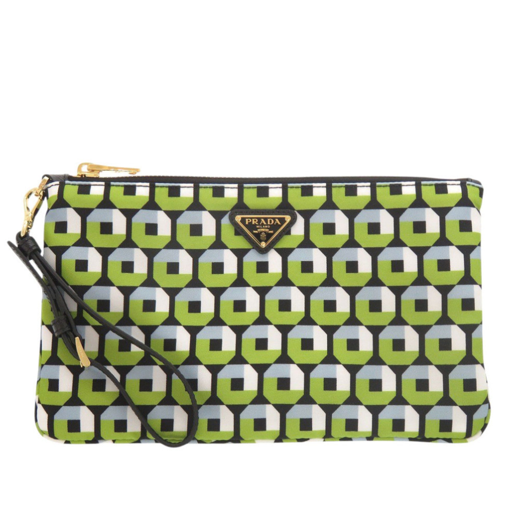 Prada Black Green Nylon Handbag Pouch (Pre-Owned)