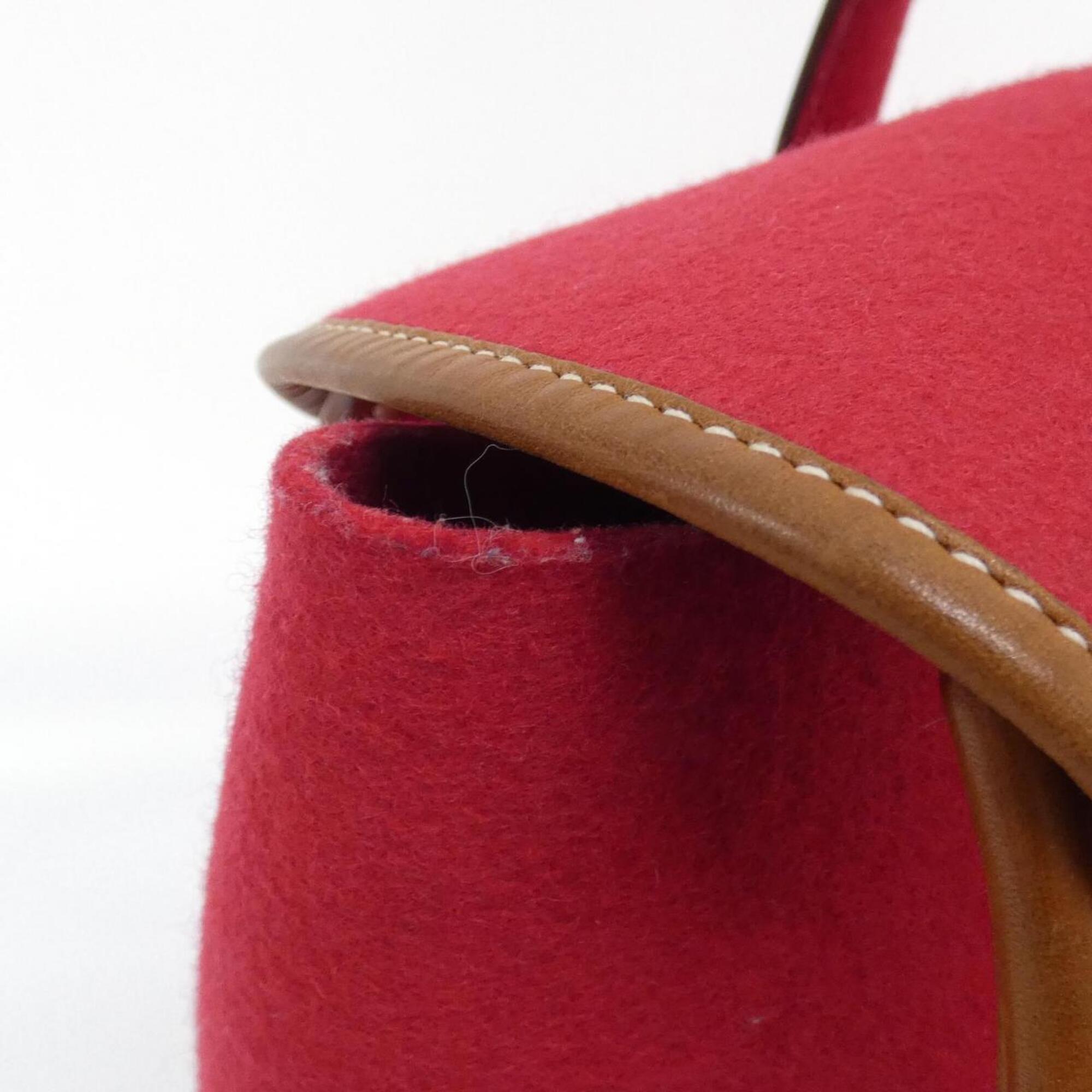 Hermes Fauve Rouge H Felt Barenia Leather Handbag (Pre-Owned)