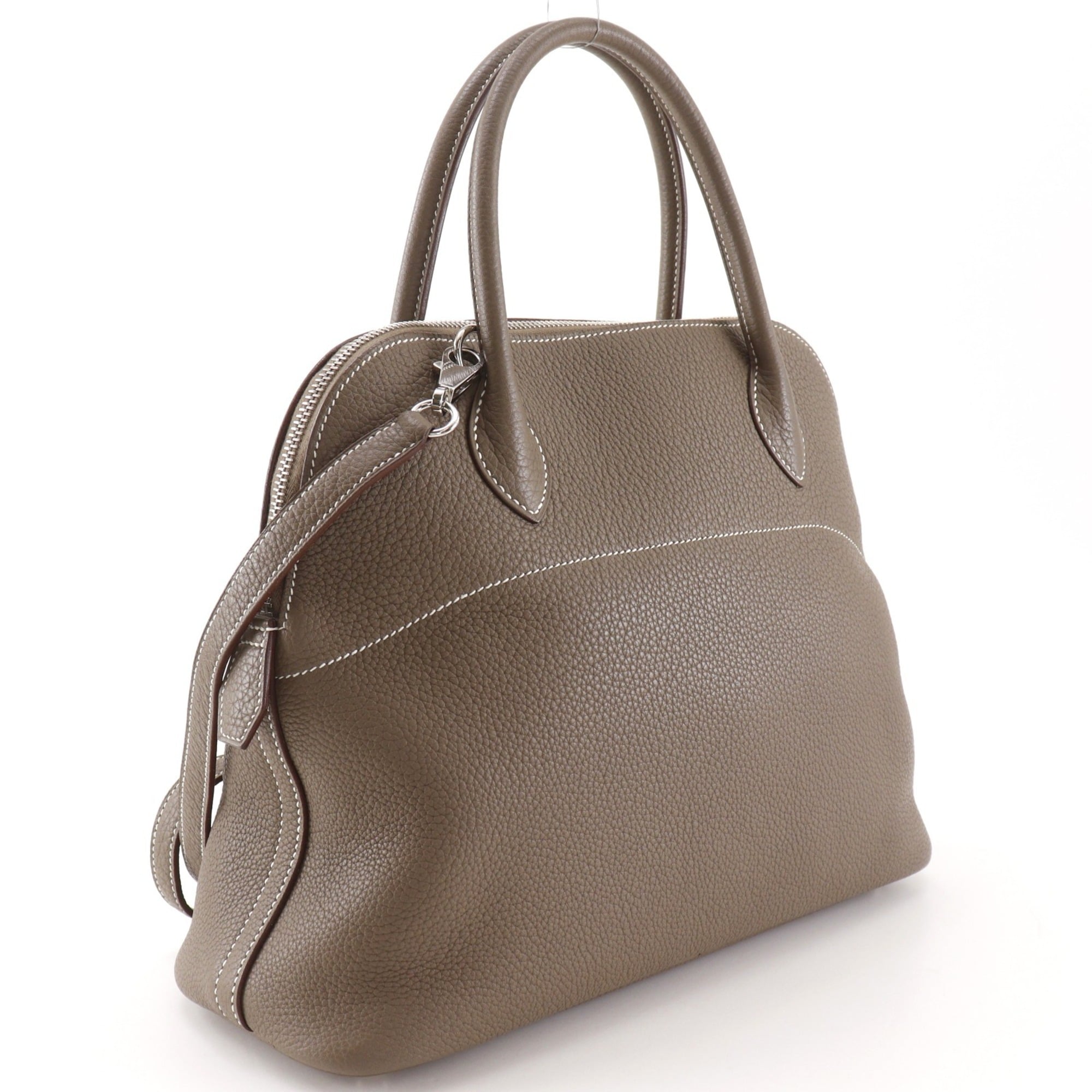 Hermes Bolide Etoupe Gray Taurillon Clemence Leather Handbag (Pre-Owned)